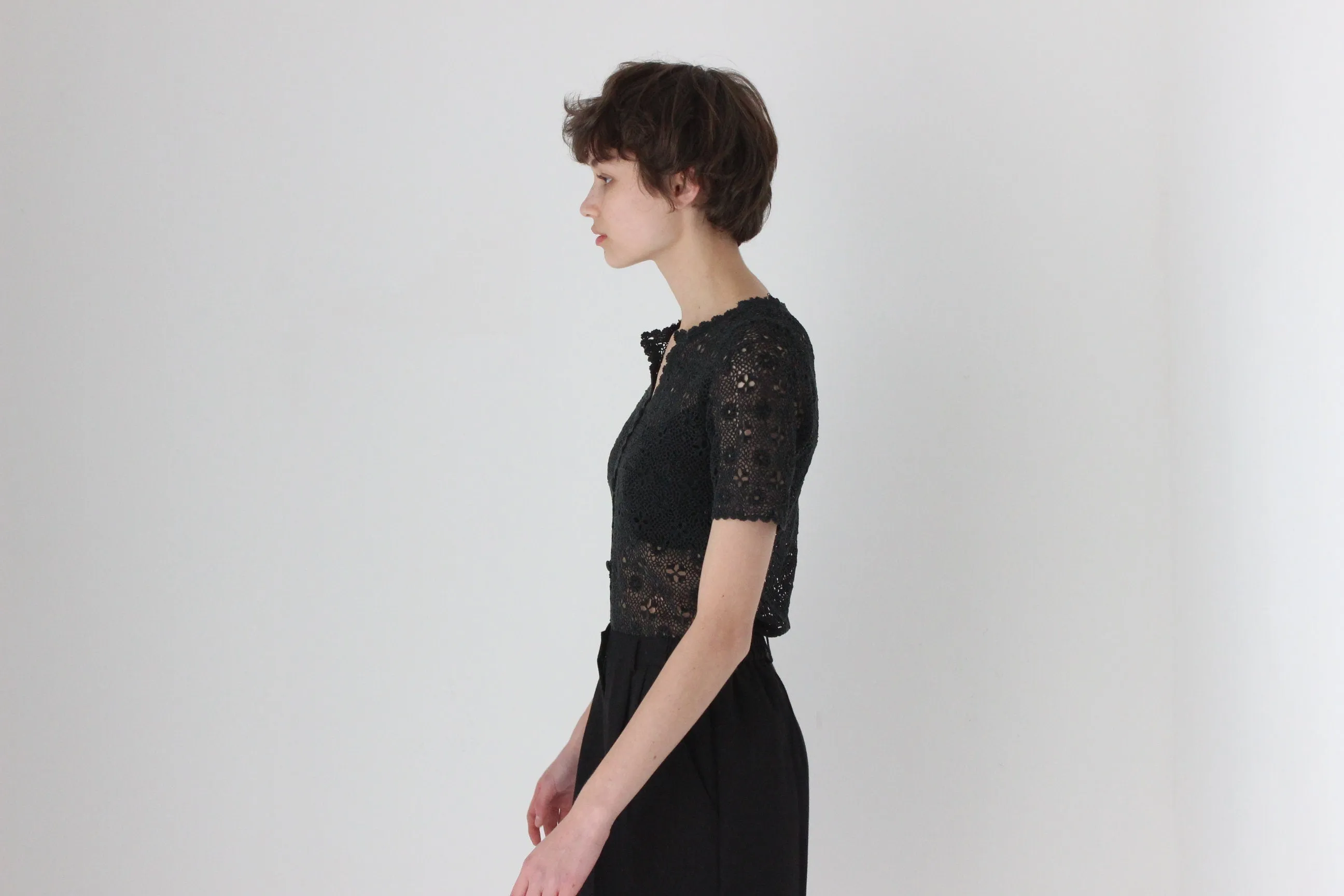 70s Cotton Crochet Doily Top
