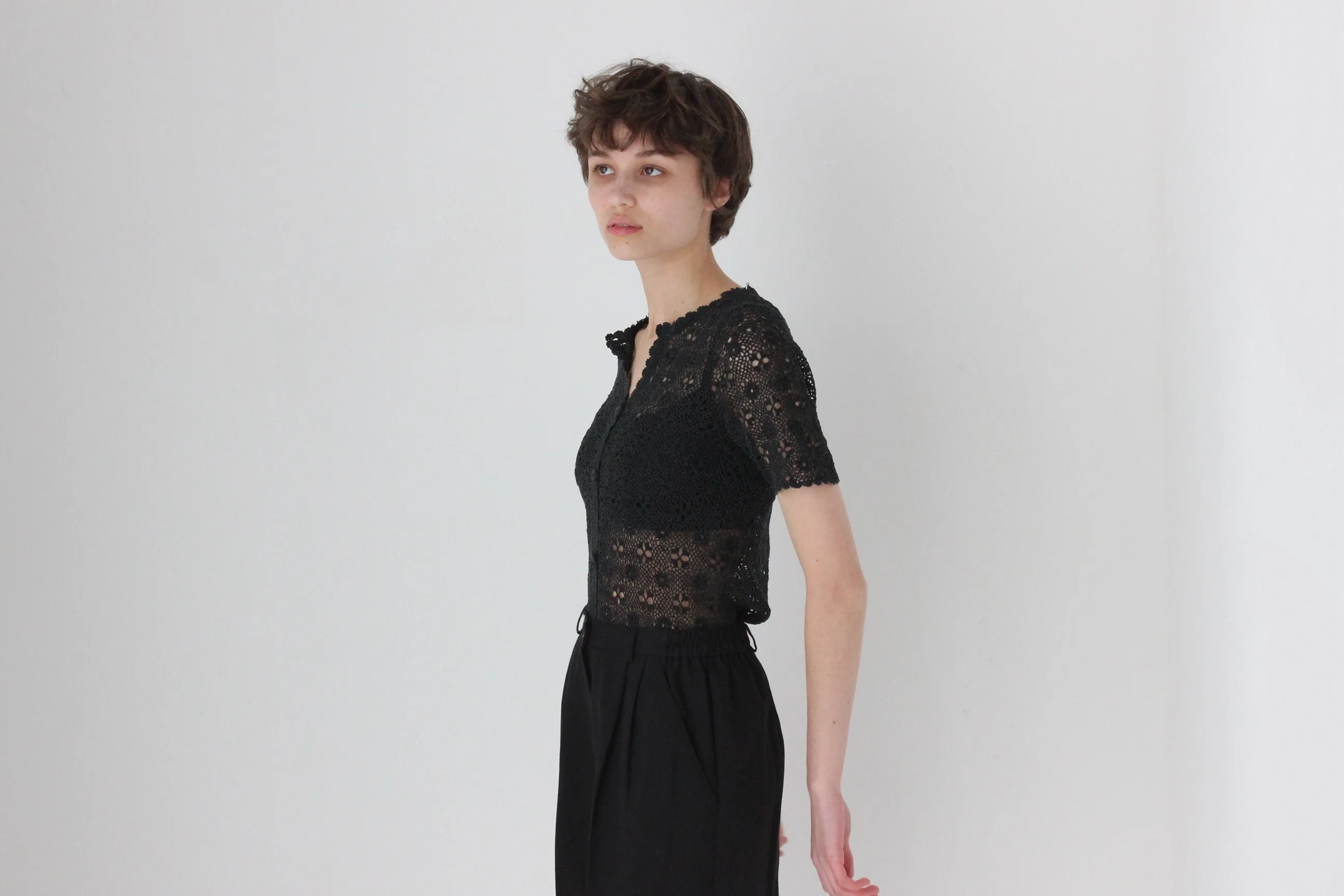 70s Cotton Crochet Doily Top