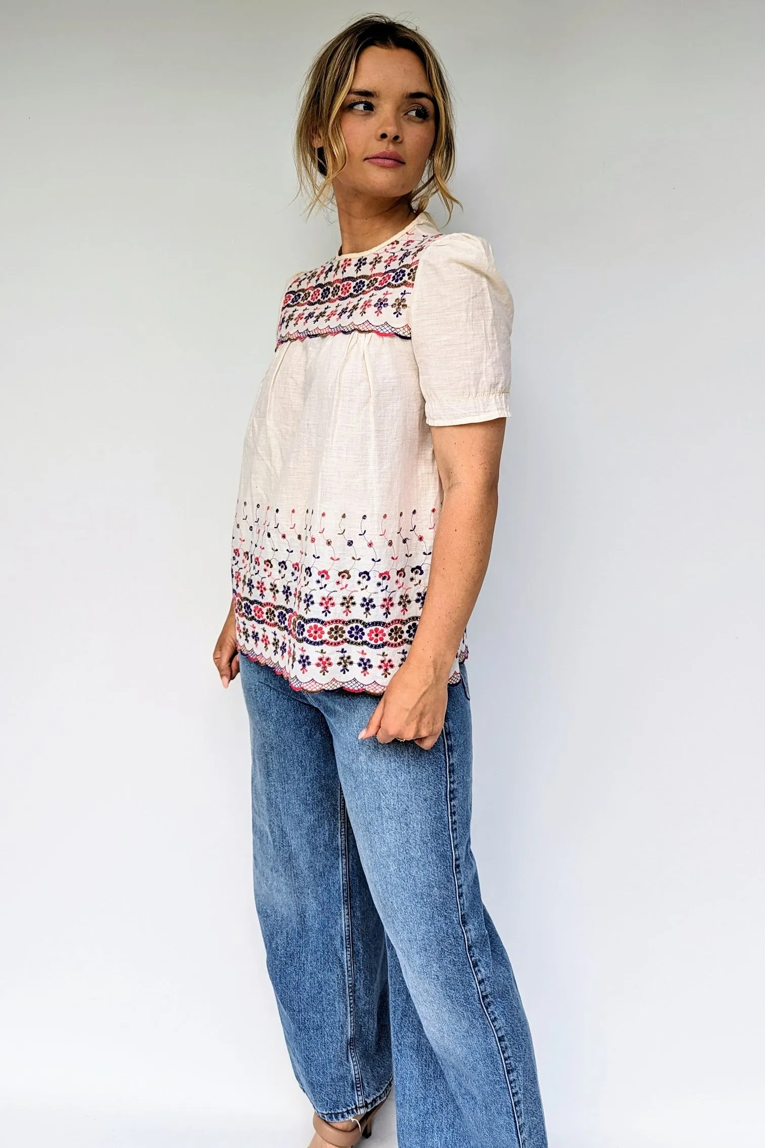 70s Embroidered Top