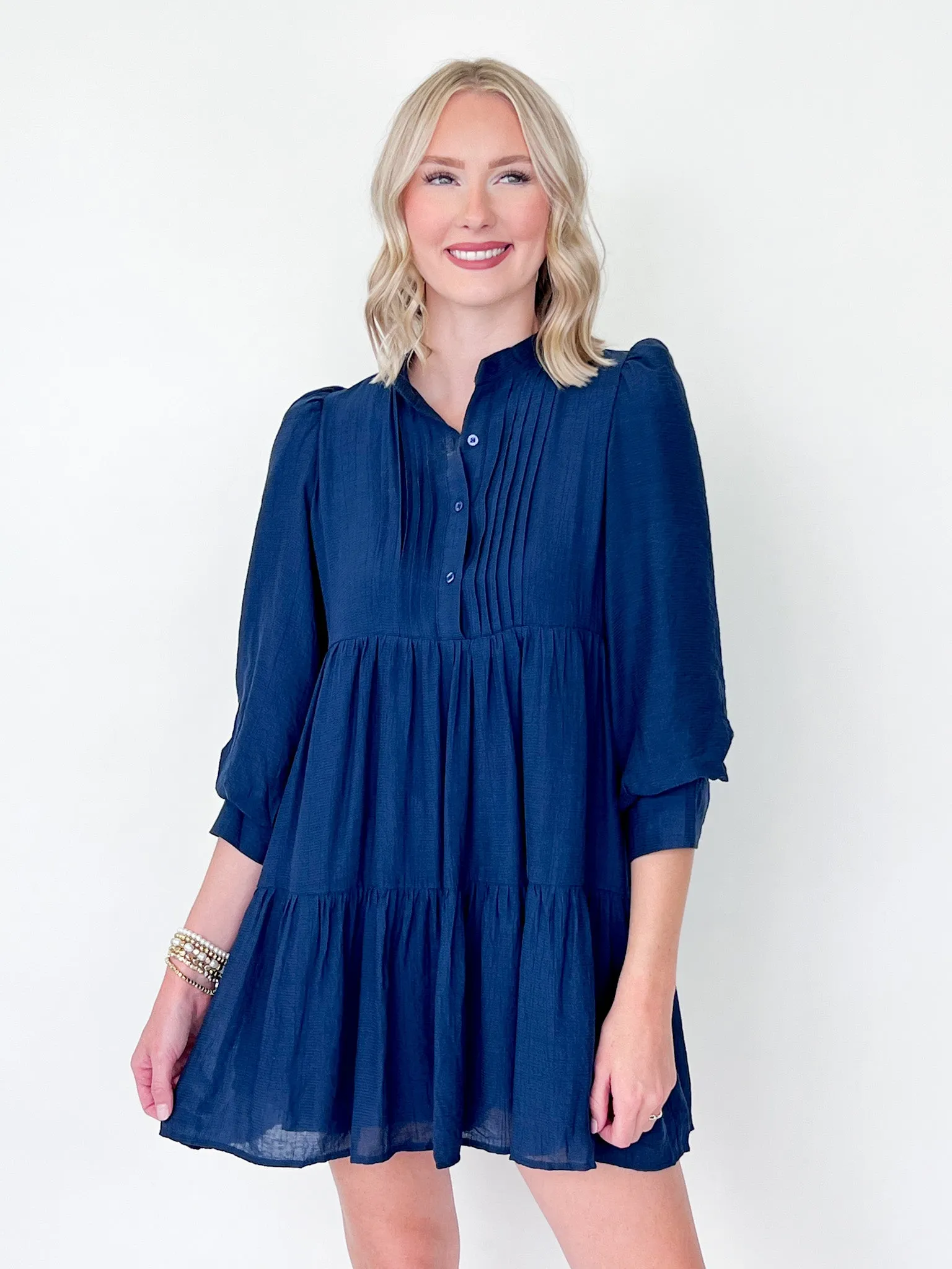 Abigail - Navy 3/4 Sleeve Dress