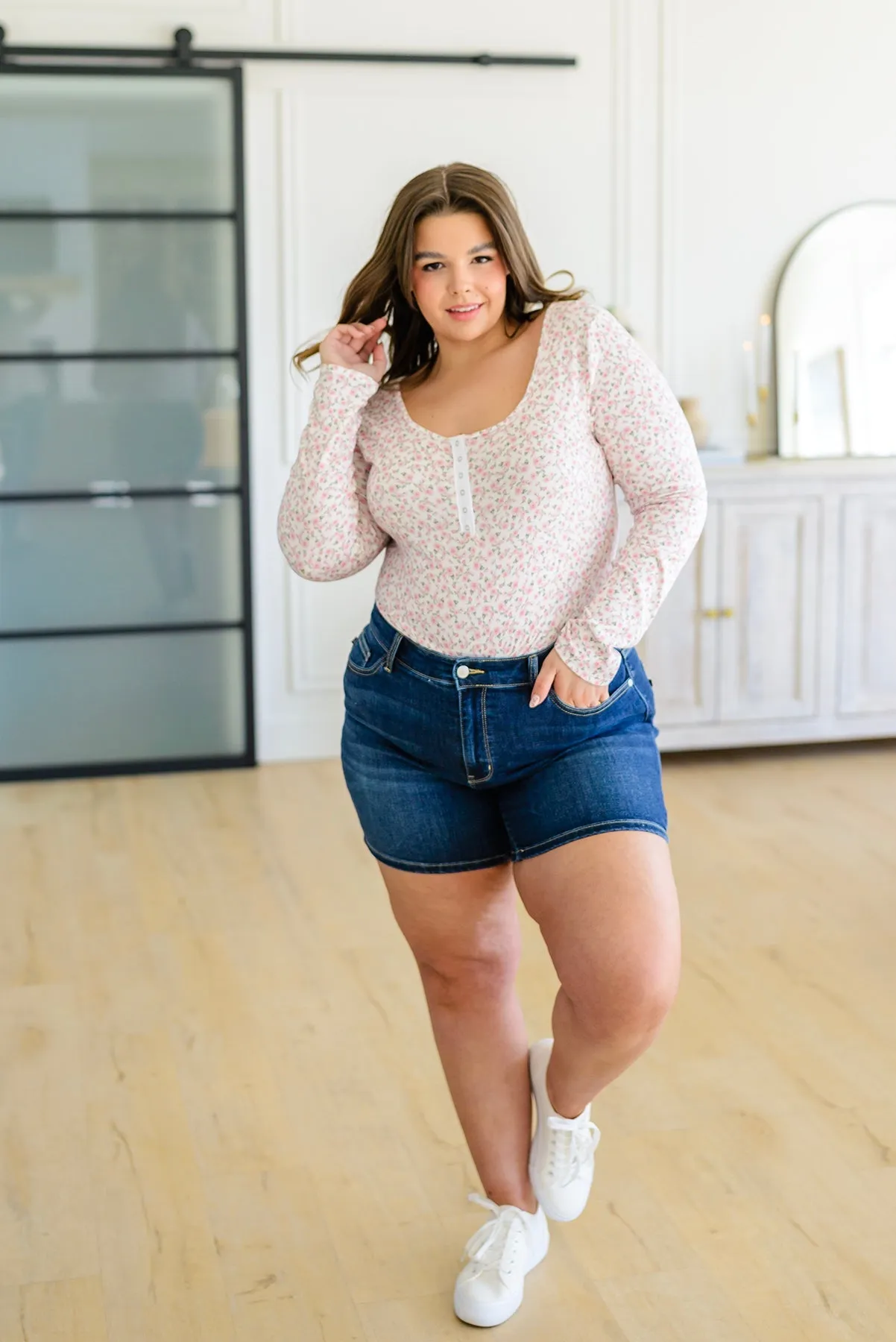 Always Wishing Ditsy Floral Henley Bodysuit