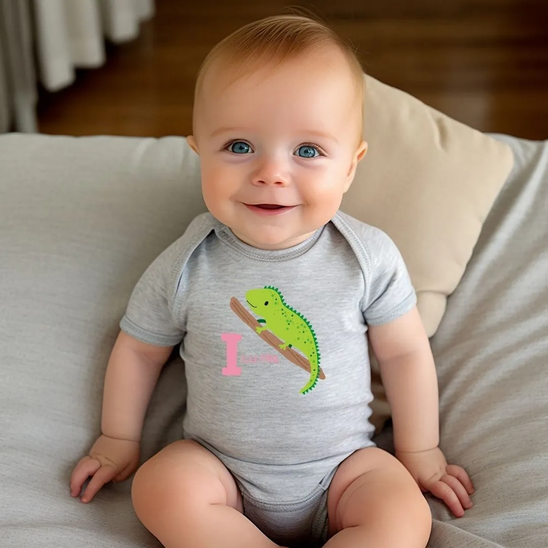 Animal Alphabet - I for Iguana Baby Bodysuit - Unisex Graphic Bodysuit for Babies