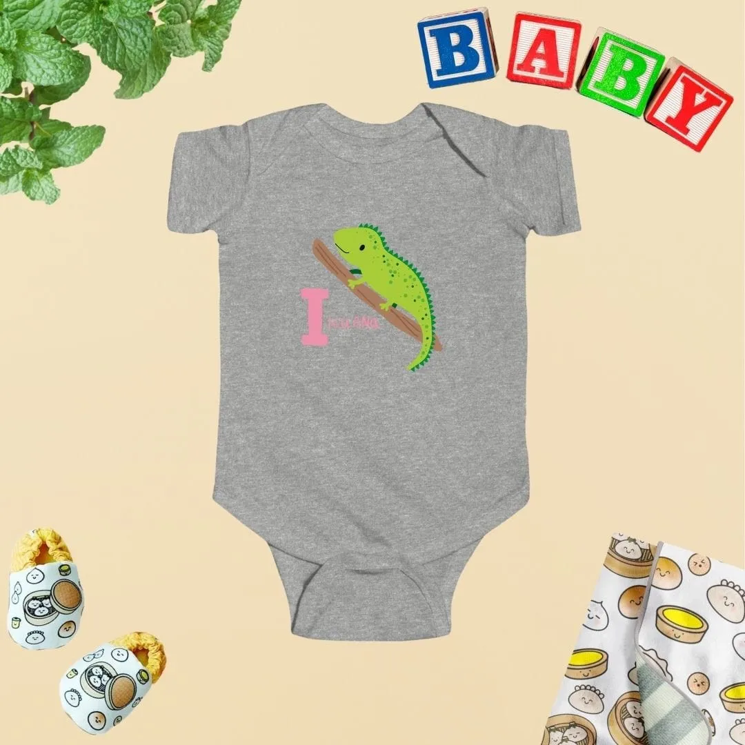 Animal Alphabet - I for Iguana Baby Bodysuit - Unisex Graphic Bodysuit for Babies