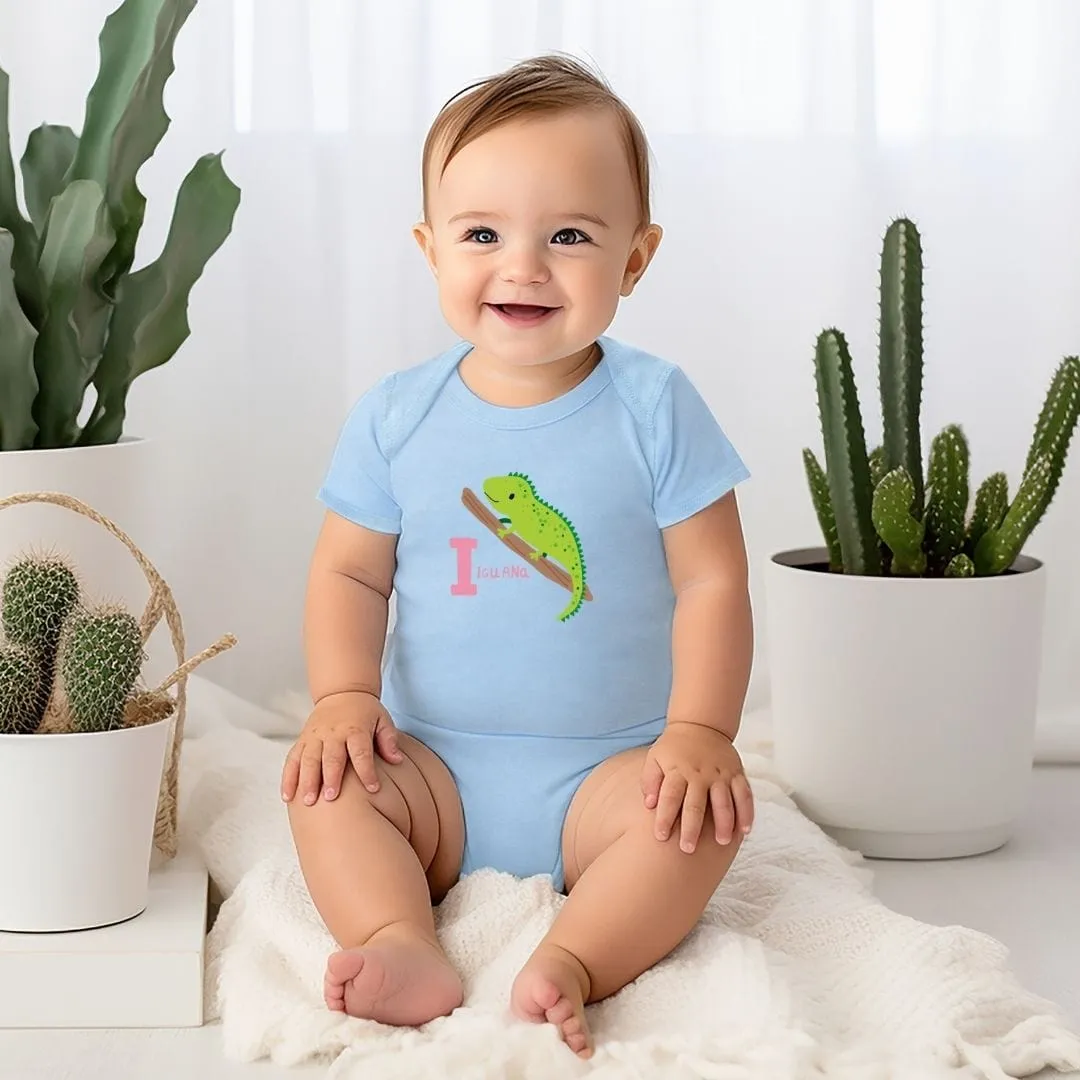 Animal Alphabet - I for Iguana Baby Bodysuit - Unisex Graphic Bodysuit for Babies