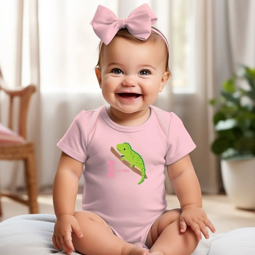 Animal Alphabet - I for Iguana Baby Bodysuit - Unisex Graphic Bodysuit for Babies