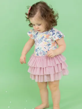 Baby Tulle Skirted Bodysuit - Meadow