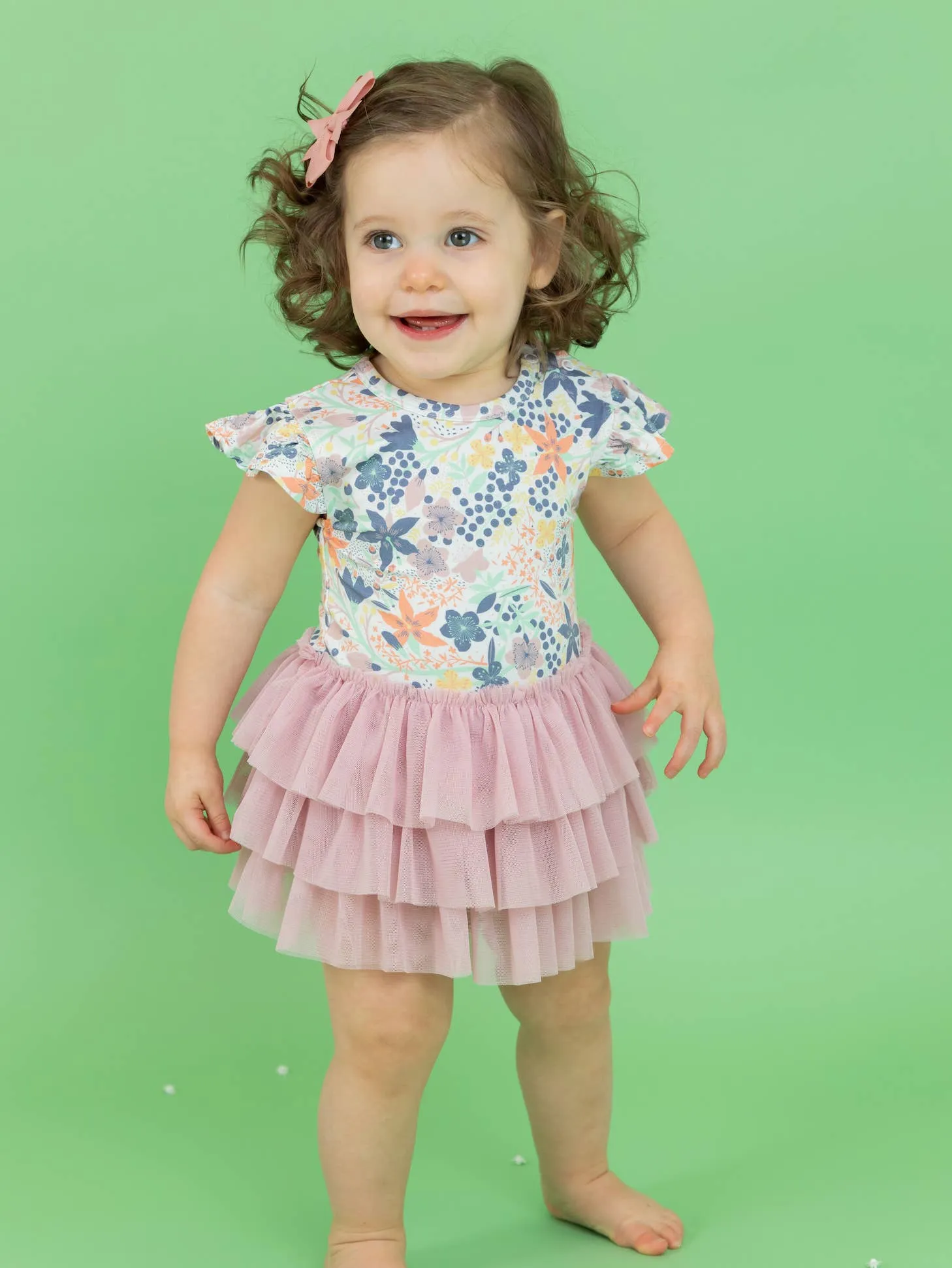 Baby Tulle Skirted Bodysuit - Meadow