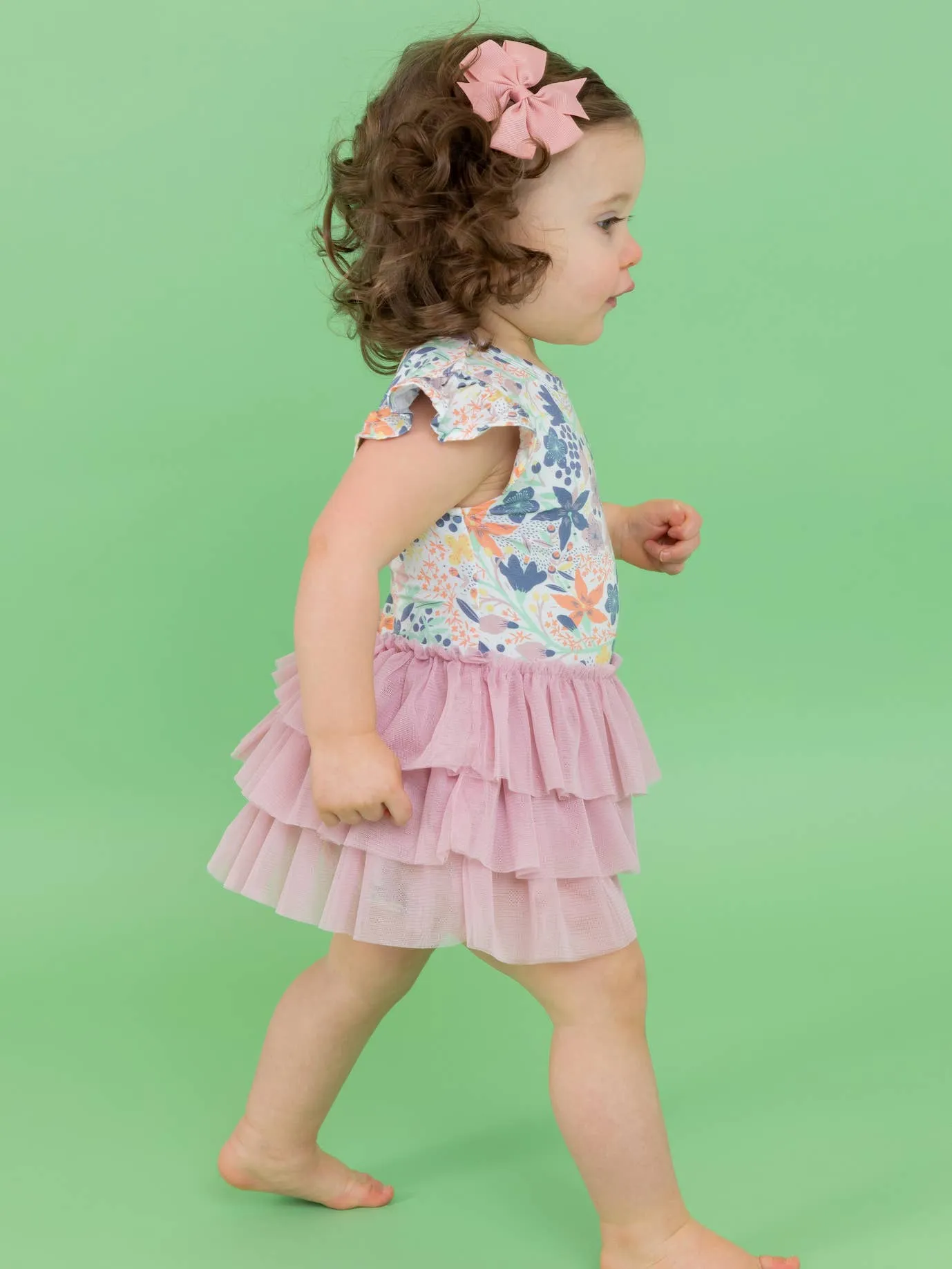 Baby Tulle Skirted Bodysuit - Meadow