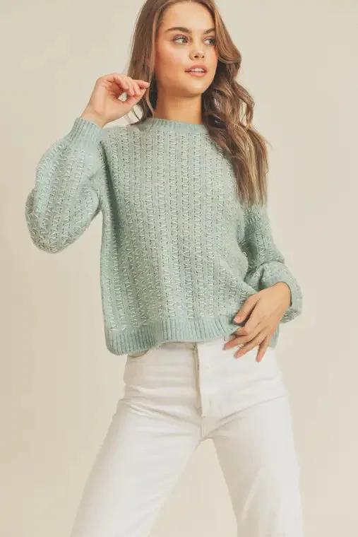 Back Crop Stitch Knit Sweater