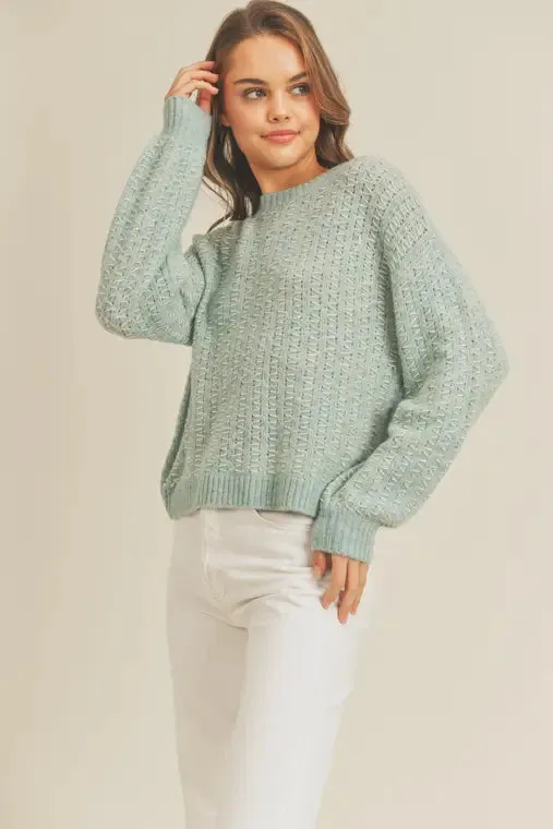 Back Crop Stitch Knit Sweater