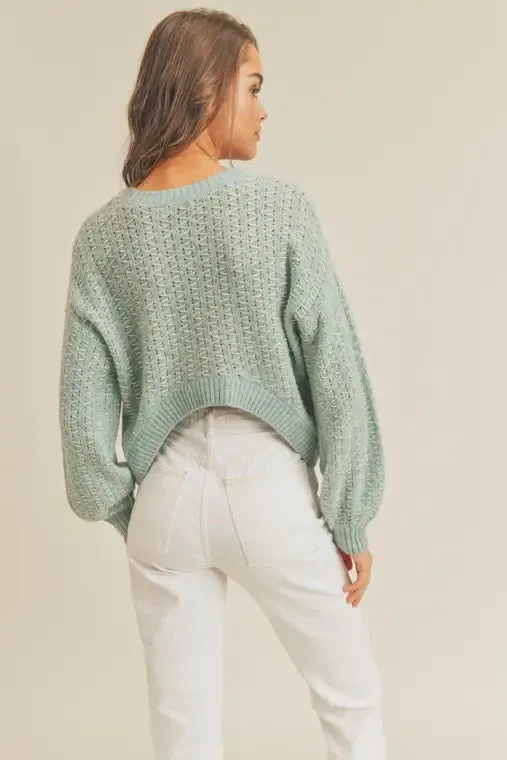 Back Crop Stitch Knit Sweater