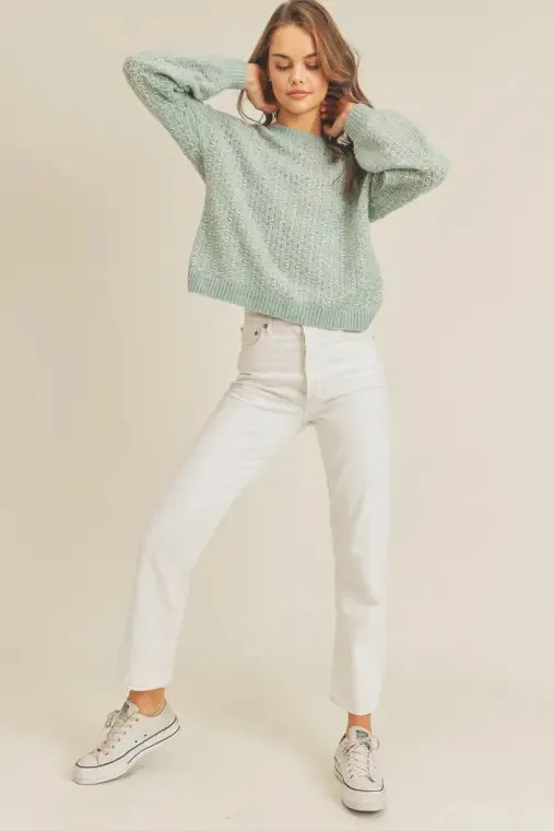 Back Crop Stitch Knit Sweater
