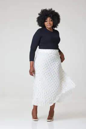 Bardot Maxi Pleated Skirt With Elasticated Waistband-White