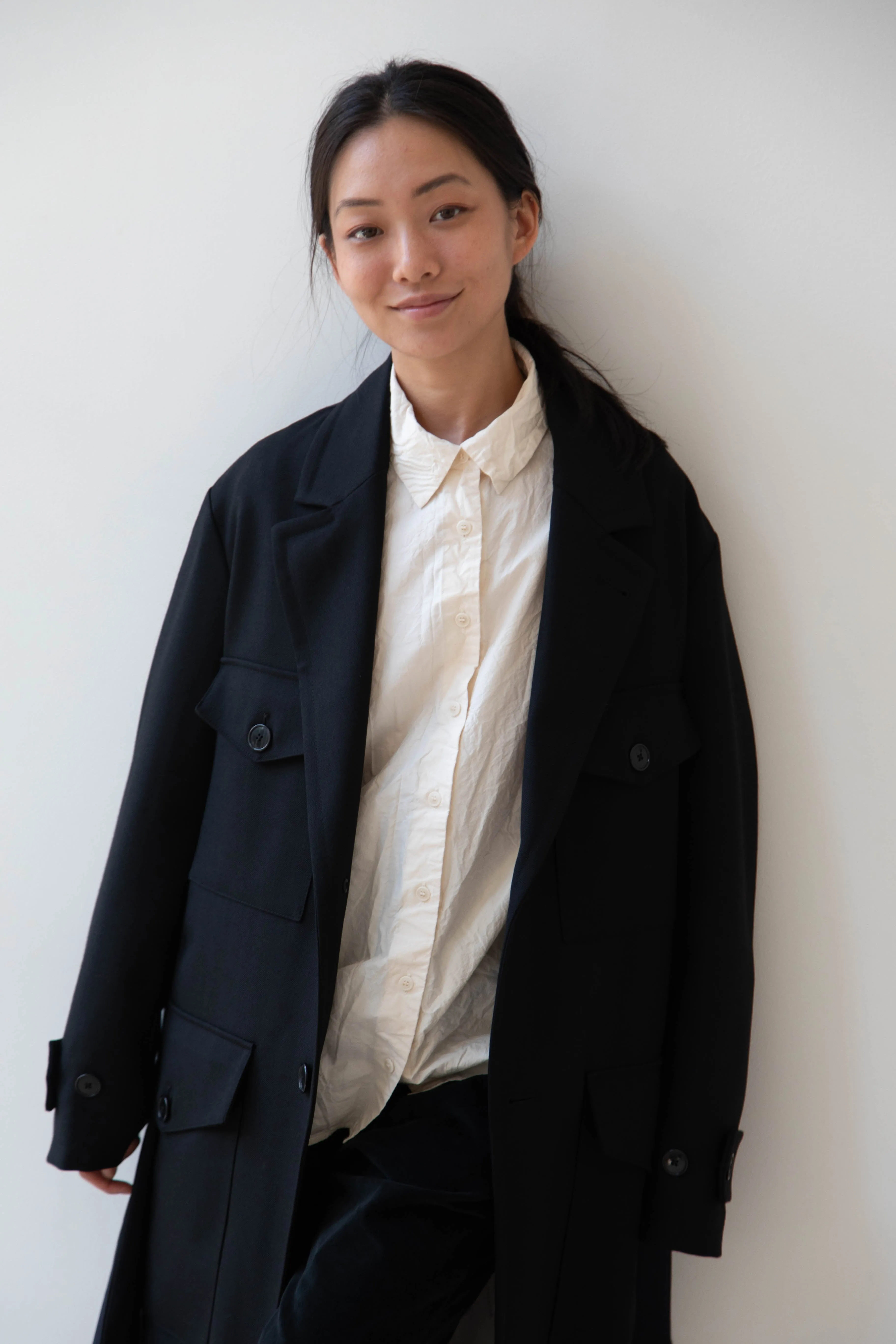 Barena Venezia Zanette Wool Coat in Black & Navy