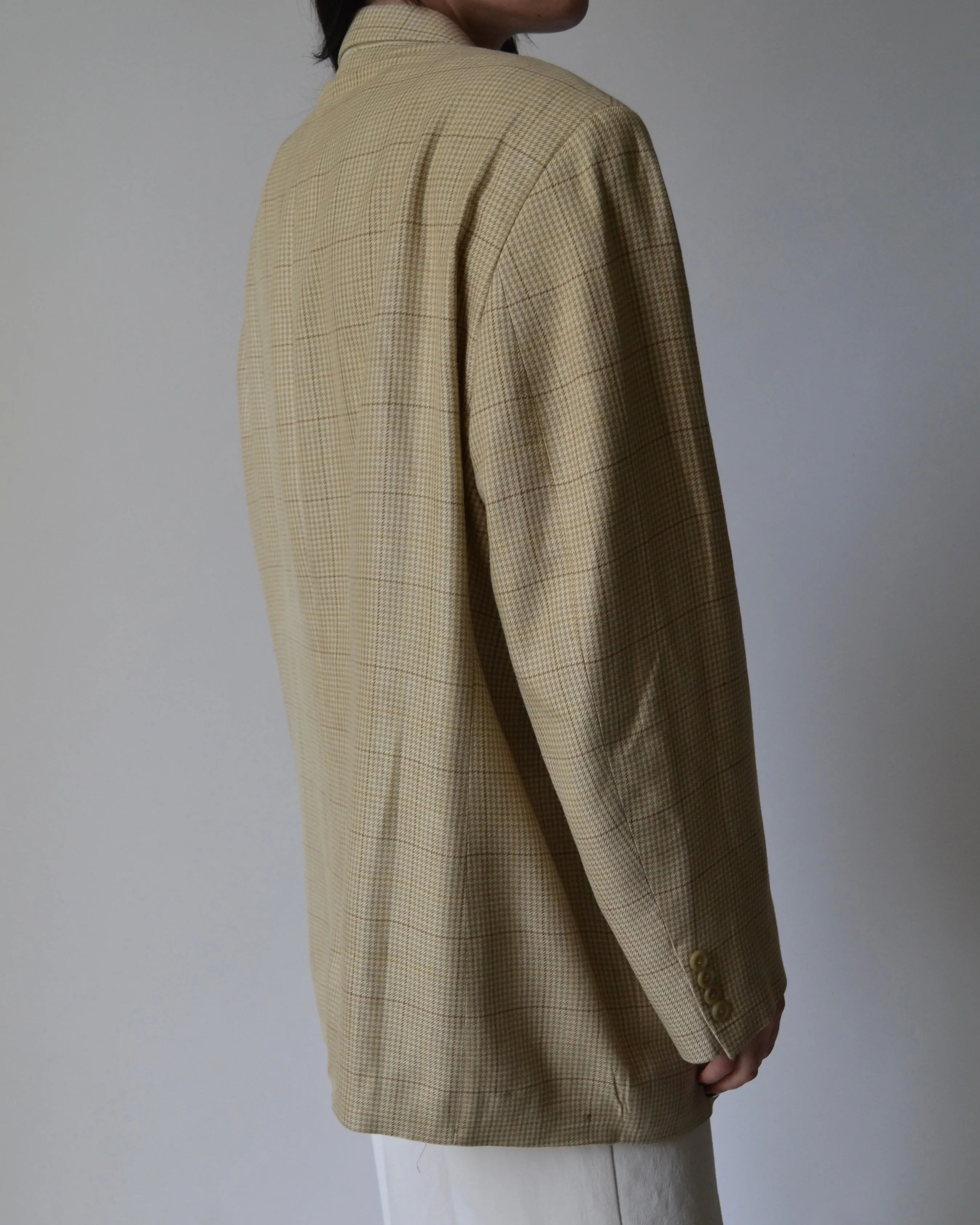 Beige Houndstooth Blazer