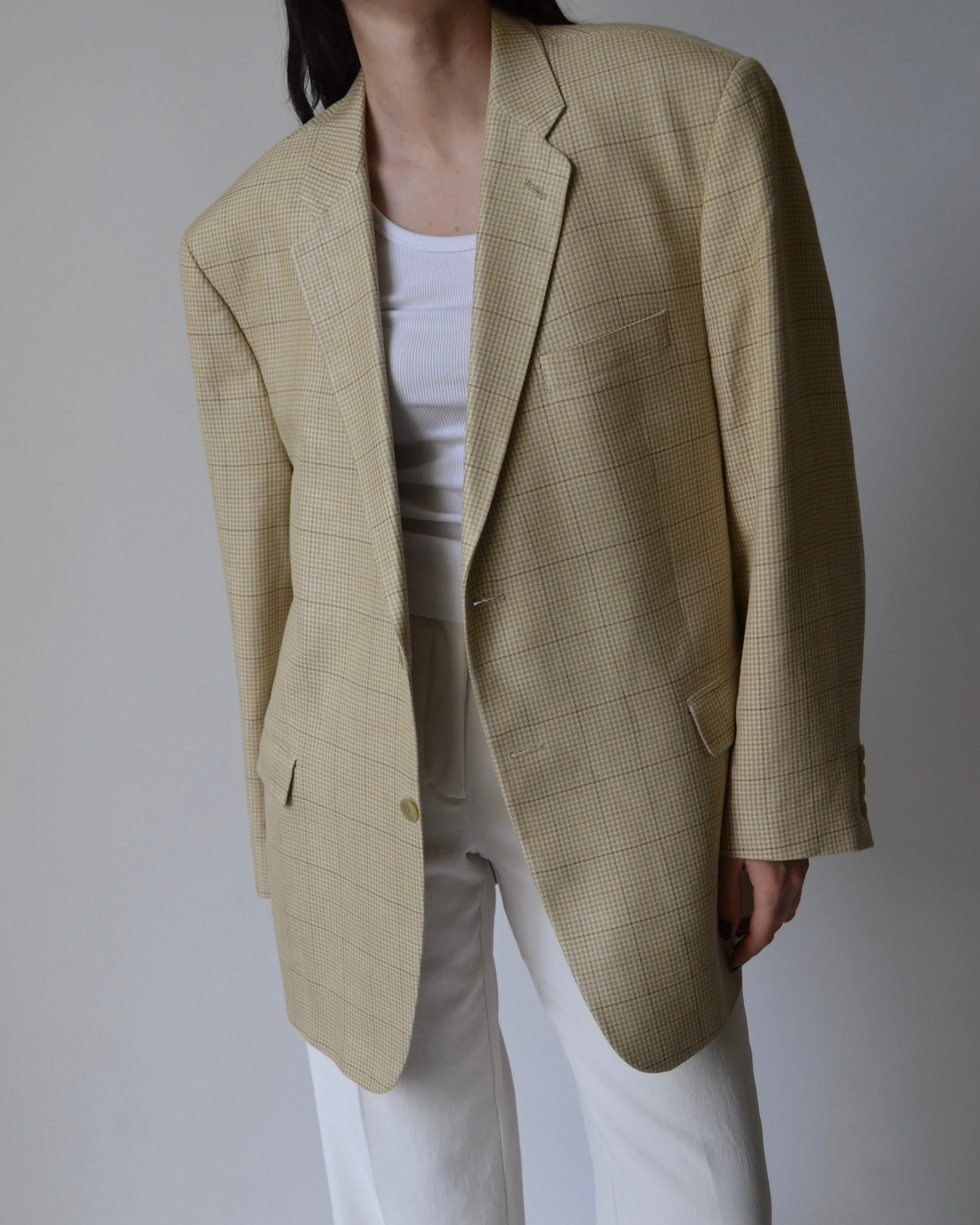 Beige Houndstooth Blazer