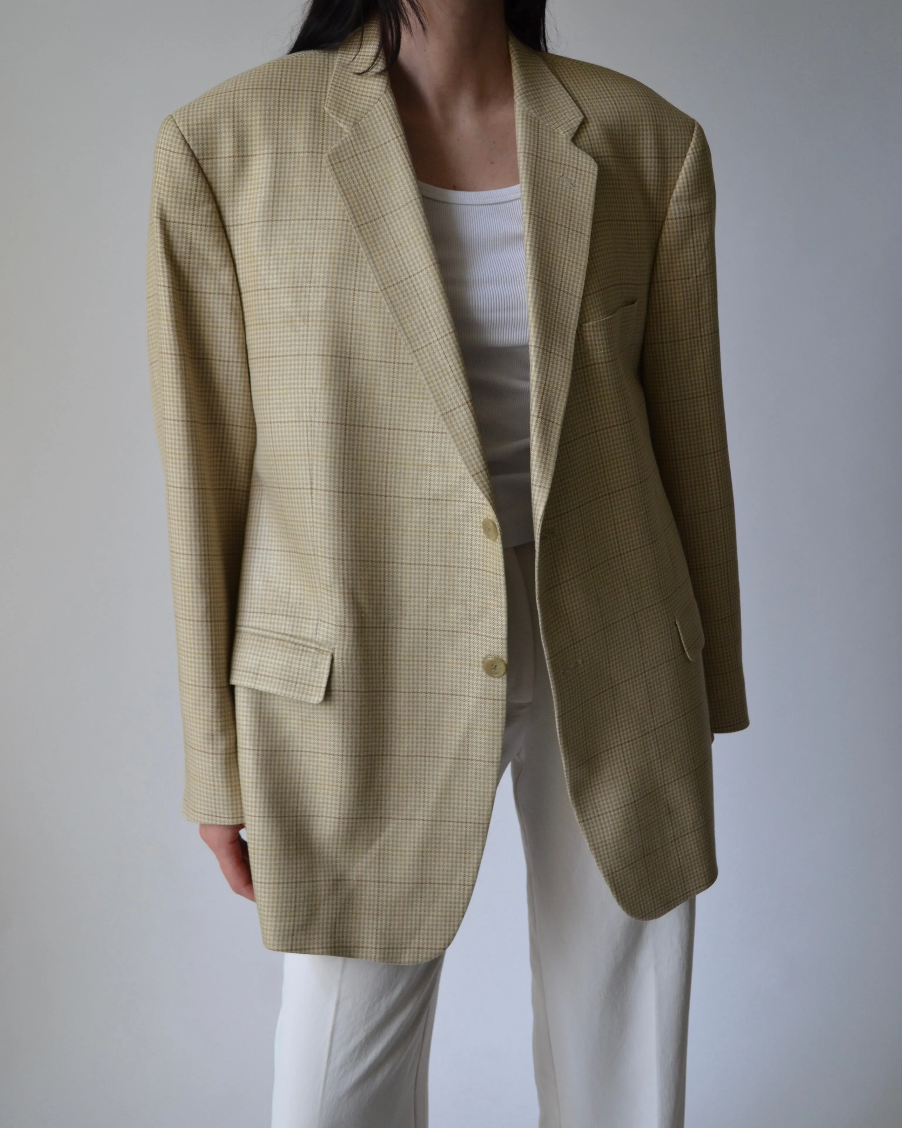 Beige Houndstooth Blazer