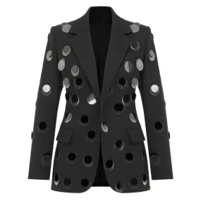 Black Blazer With Hand-Stitched Sequins