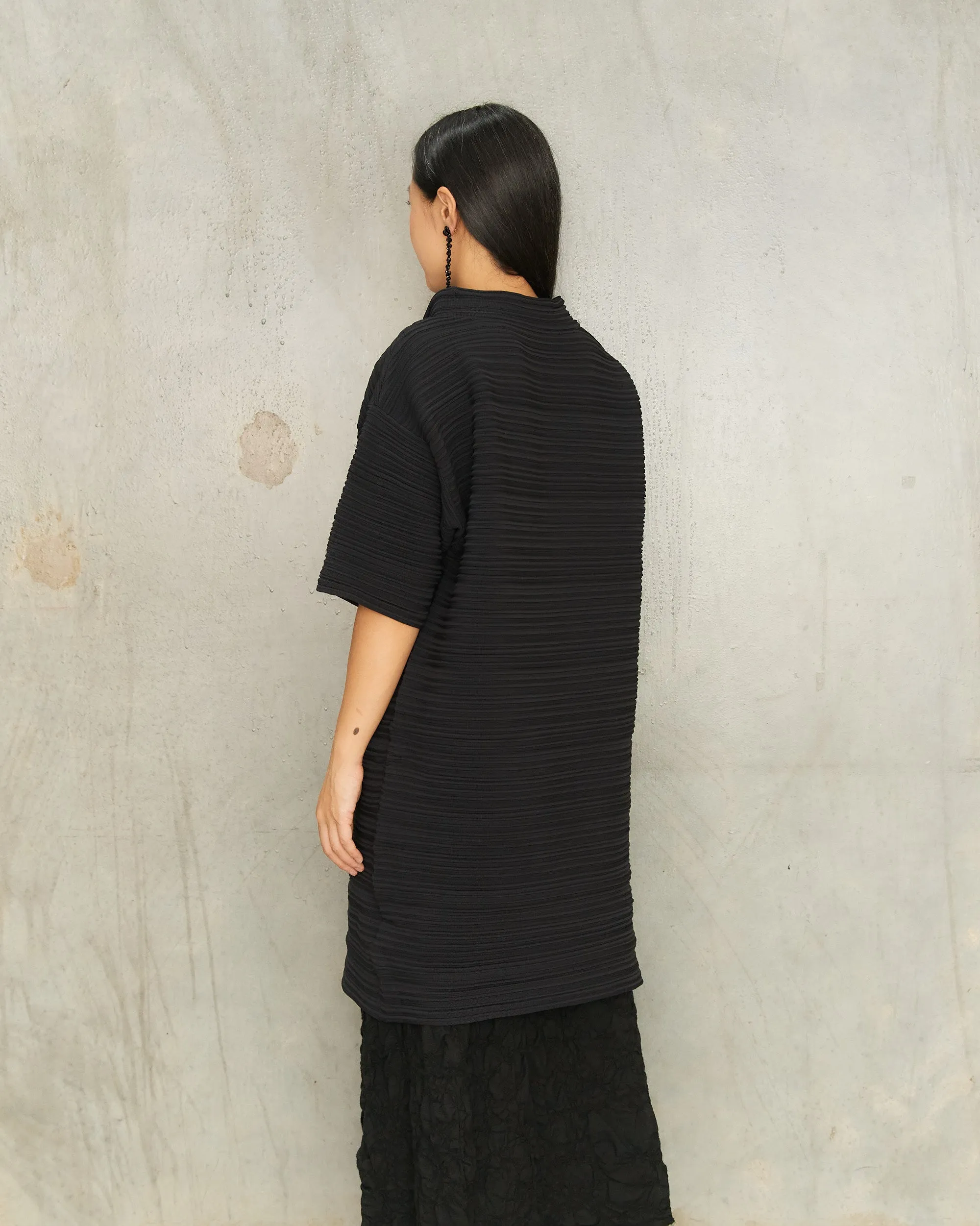 Black Horizontal Knit Dress