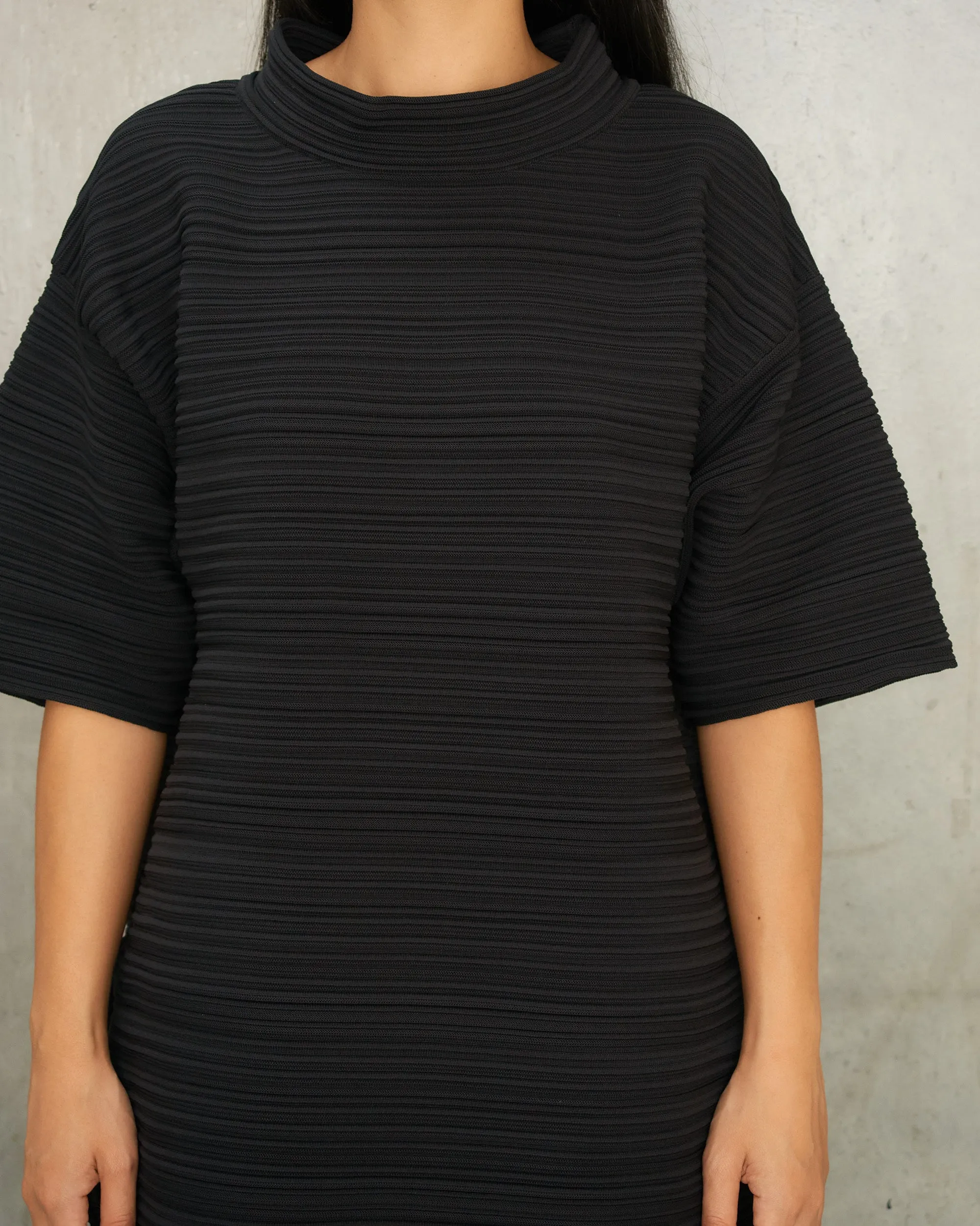 Black Horizontal Knit Dress