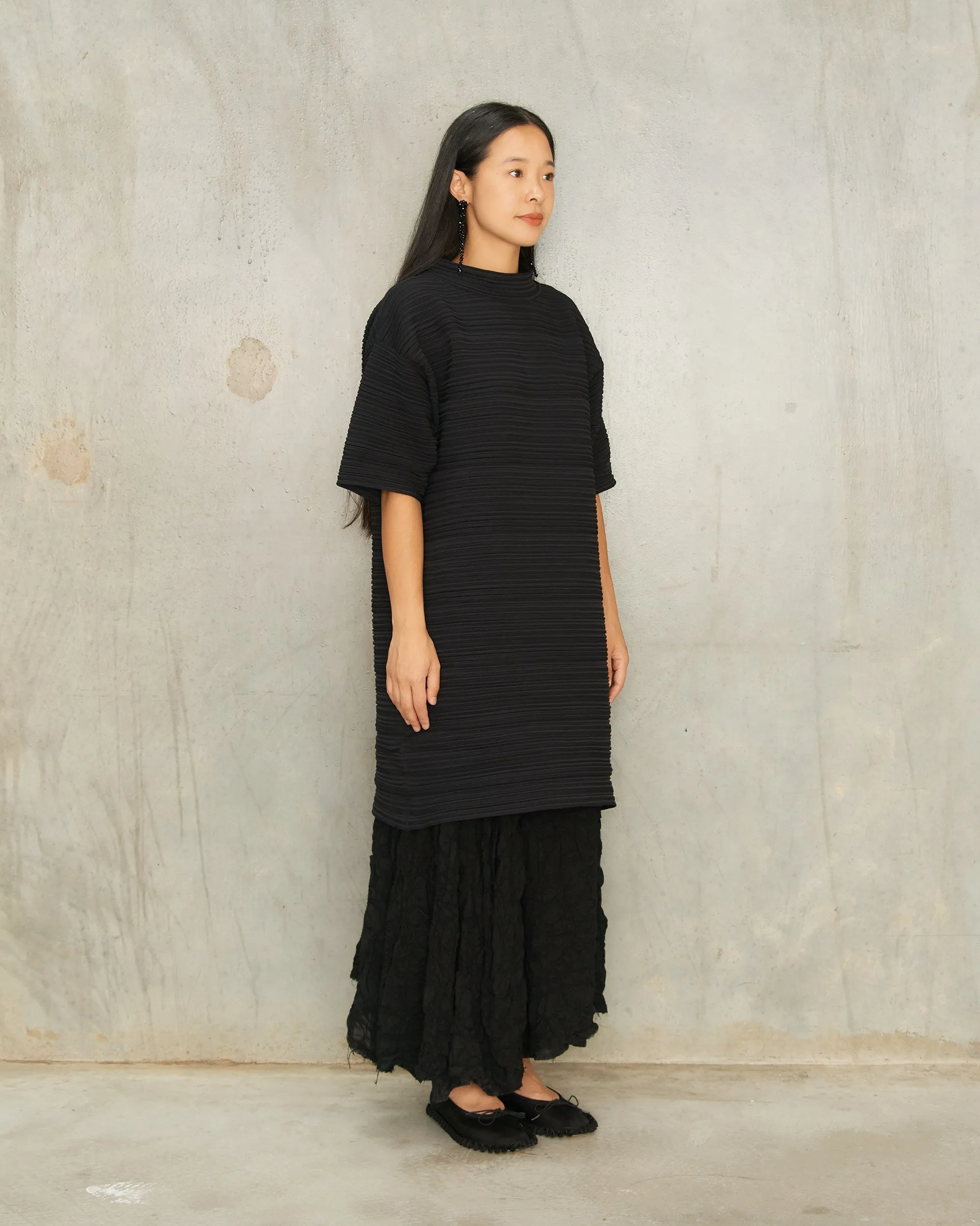 Black Horizontal Knit Dress