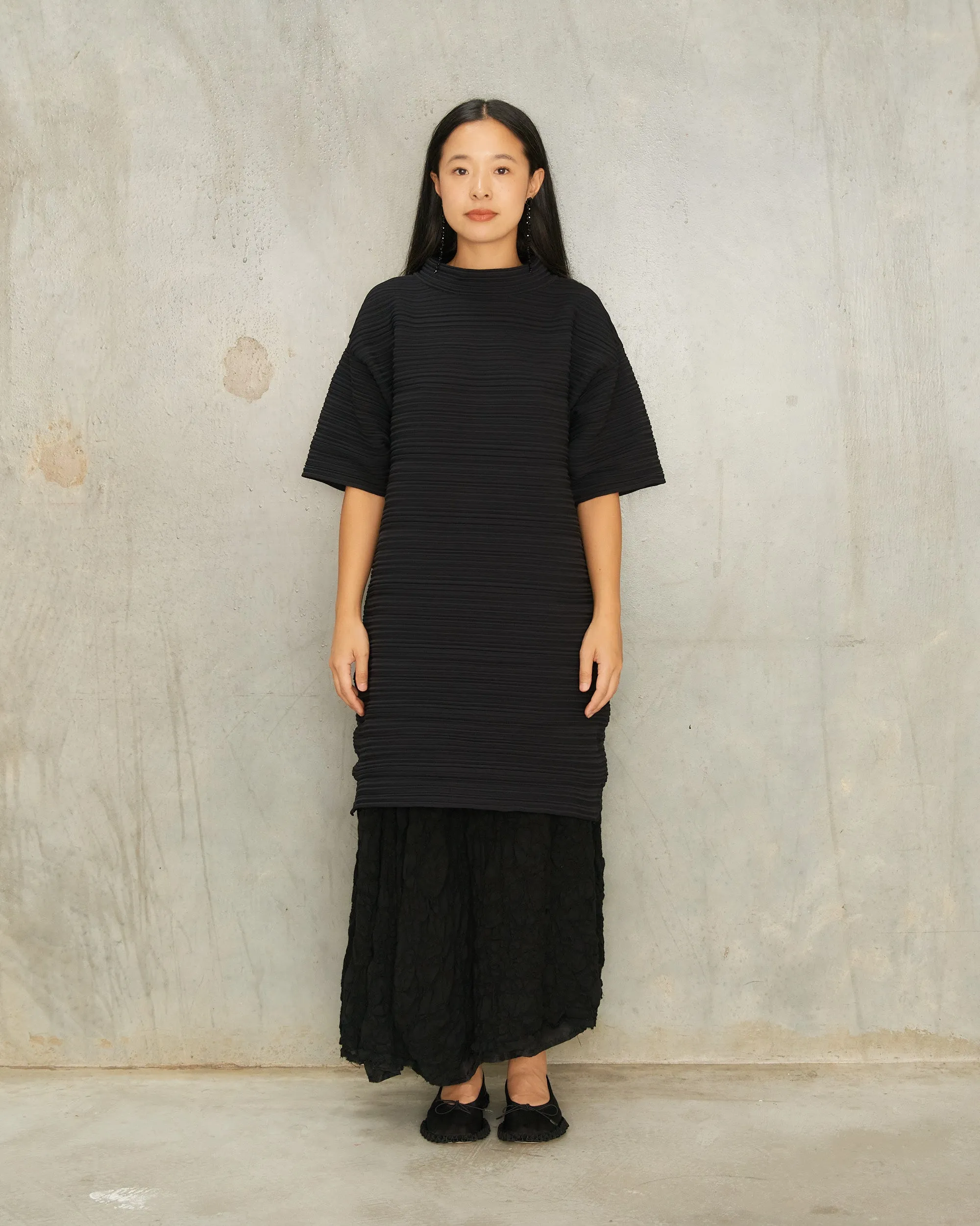 Black Horizontal Knit Dress