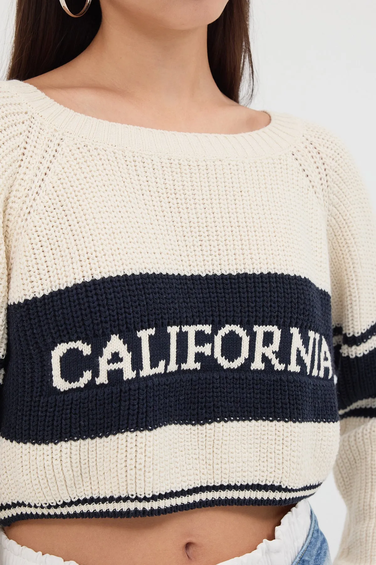 California Written Crop Knitwear Sweater