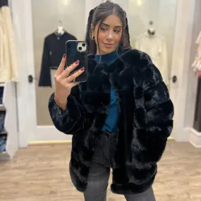 City Lights Black Faux Fur Oversized Coat