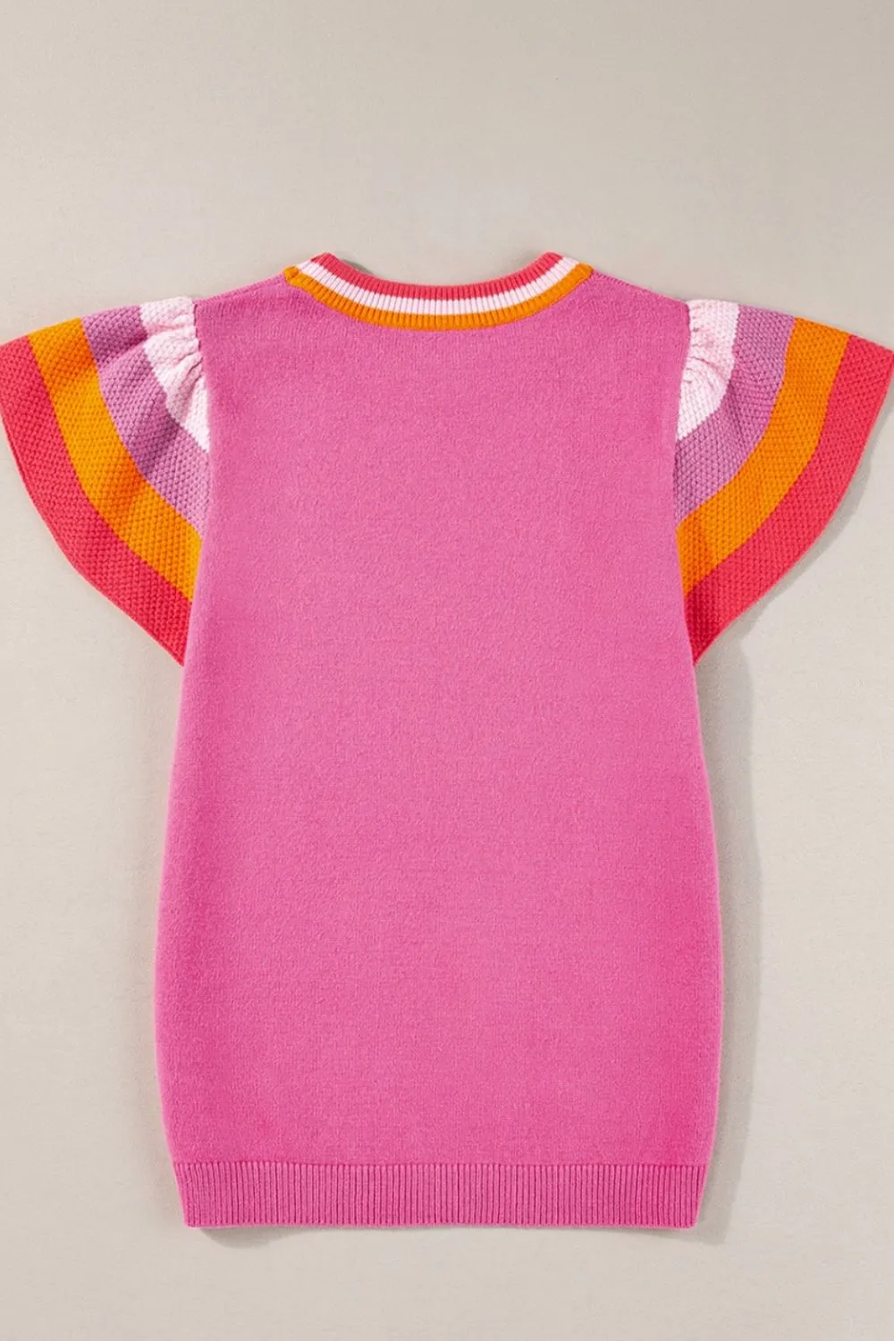 Contrast Flutter Sleeves Knit Top