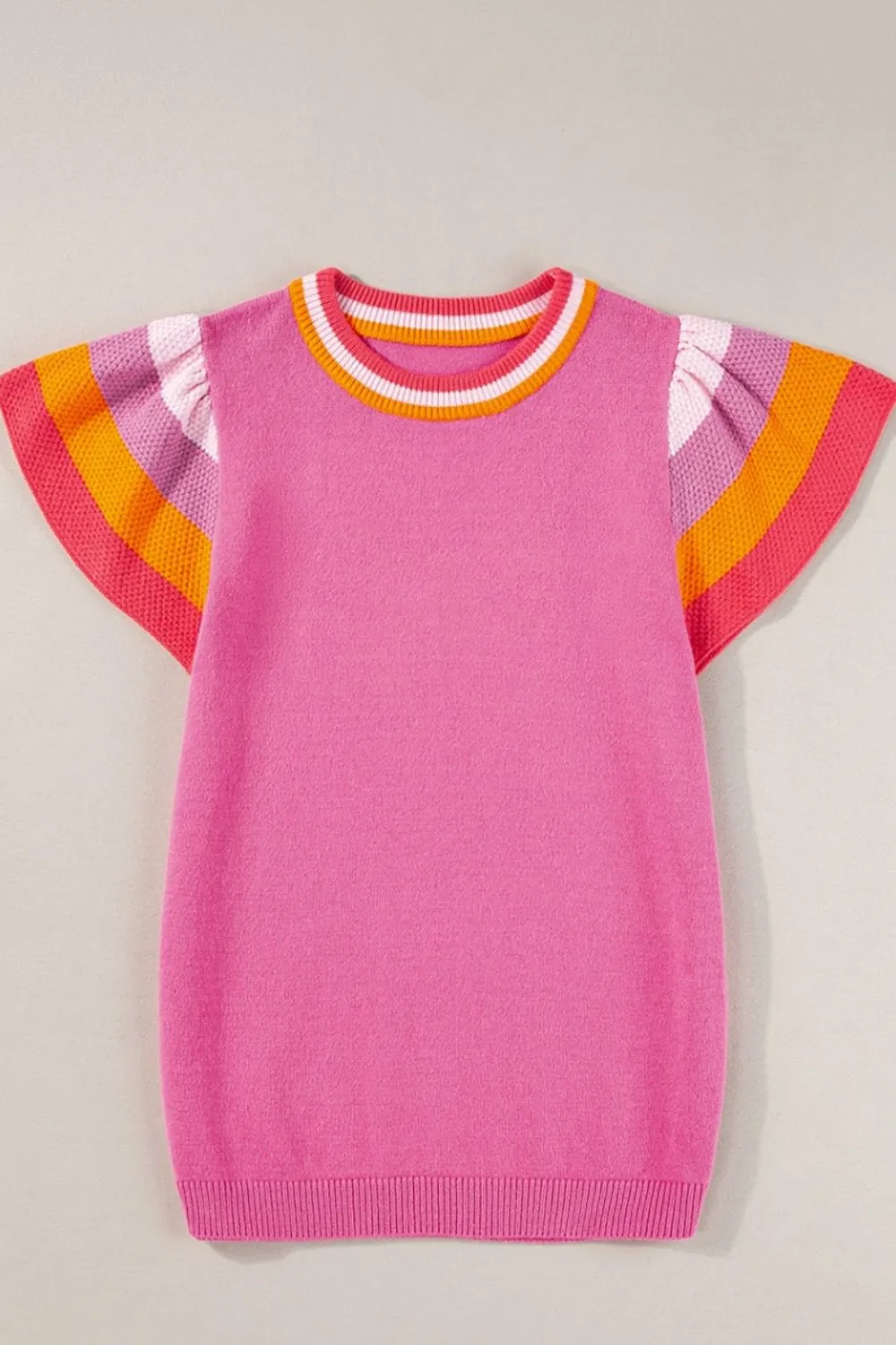 Contrast Flutter Sleeves Knit Top