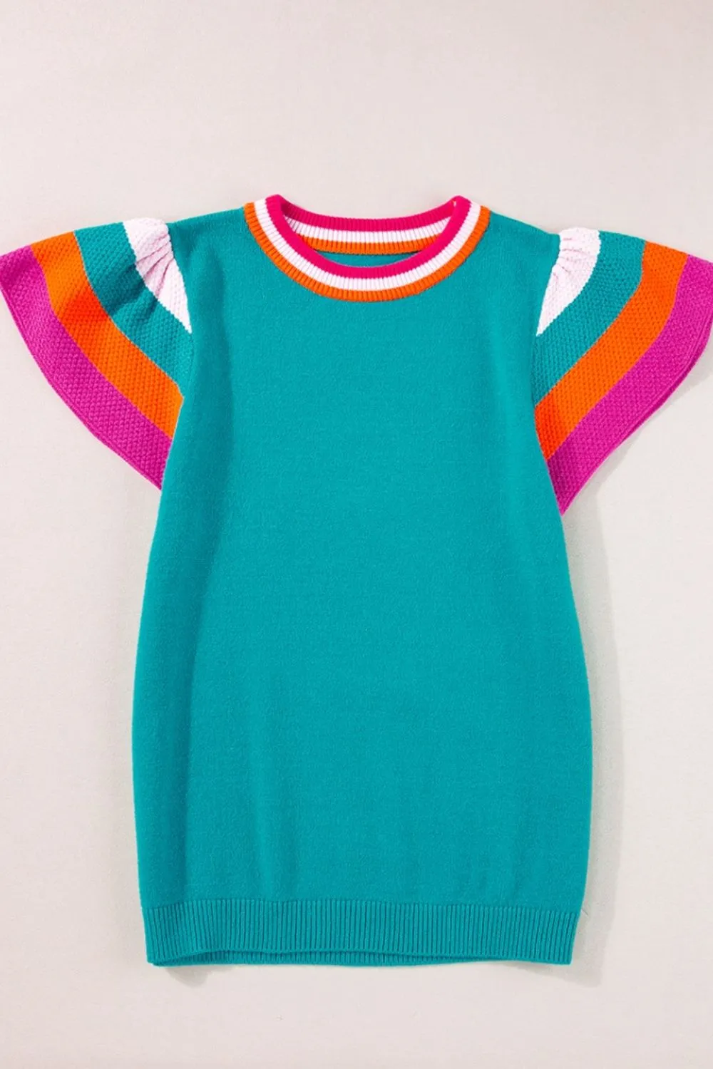 Contrast Flutter Sleeves Knit Top