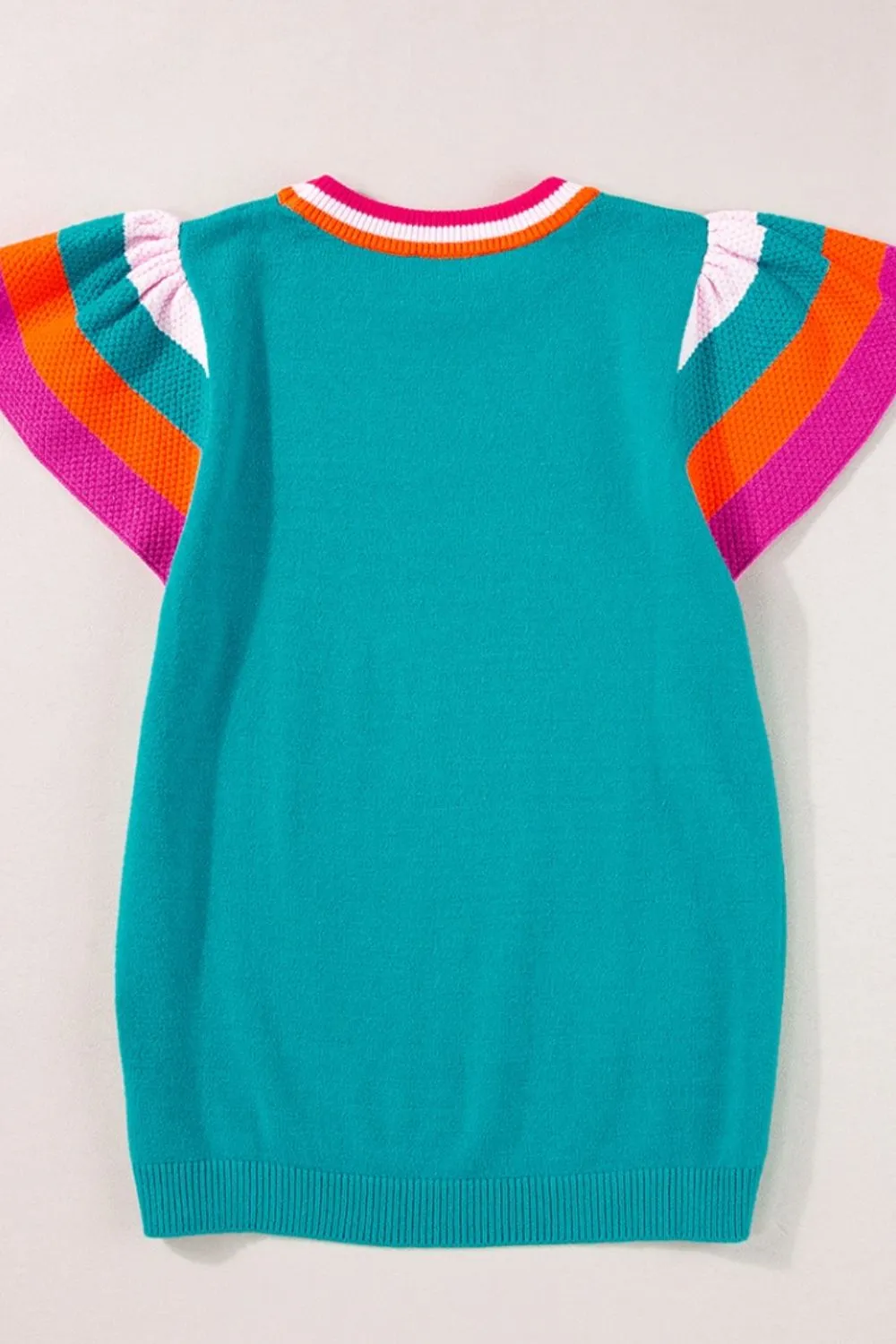Contrast Flutter Sleeves Knit Top