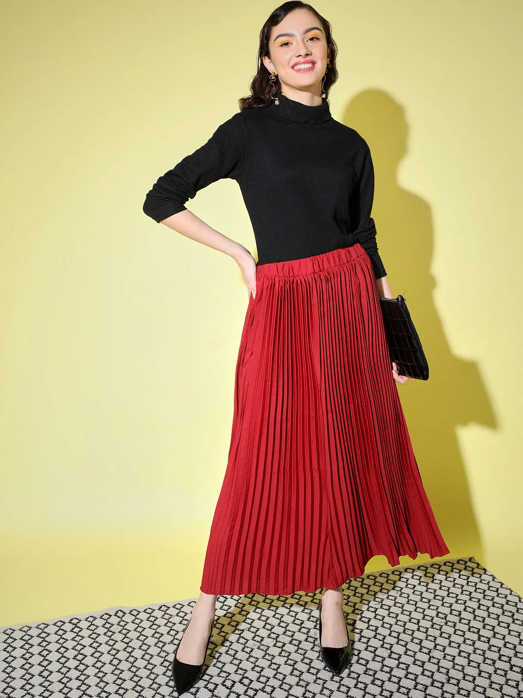 Crepe Pleated Women Skirt-3001-3006