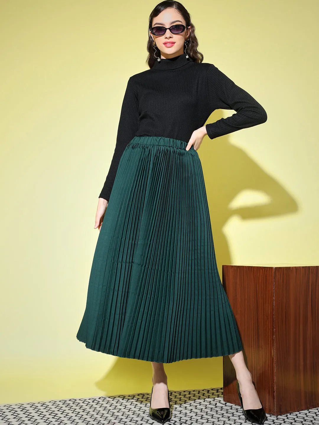 Crepe Pleated Women Skirt-3001-3006