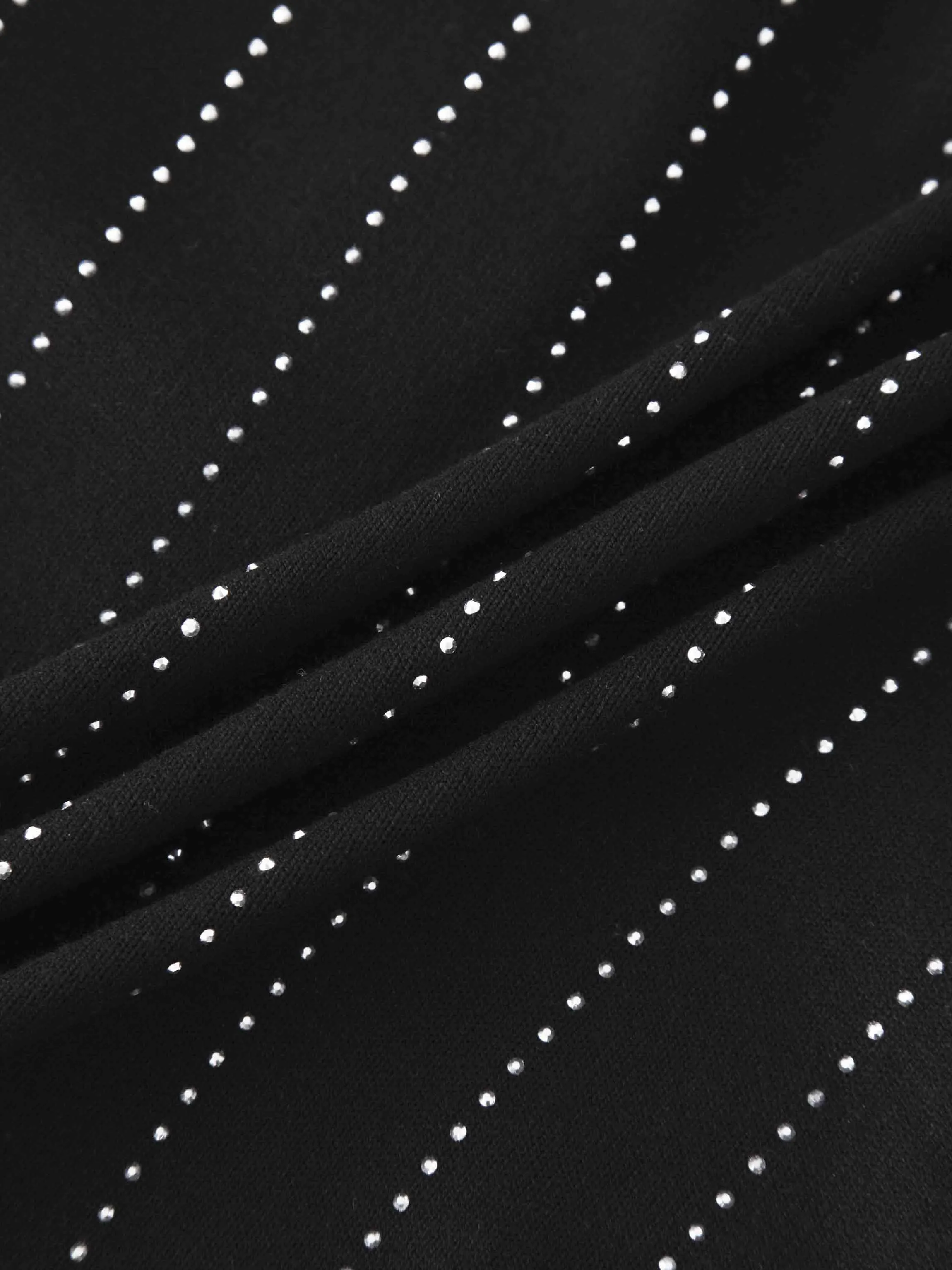 Crystal Pinstripe Crew Cardigan-Black