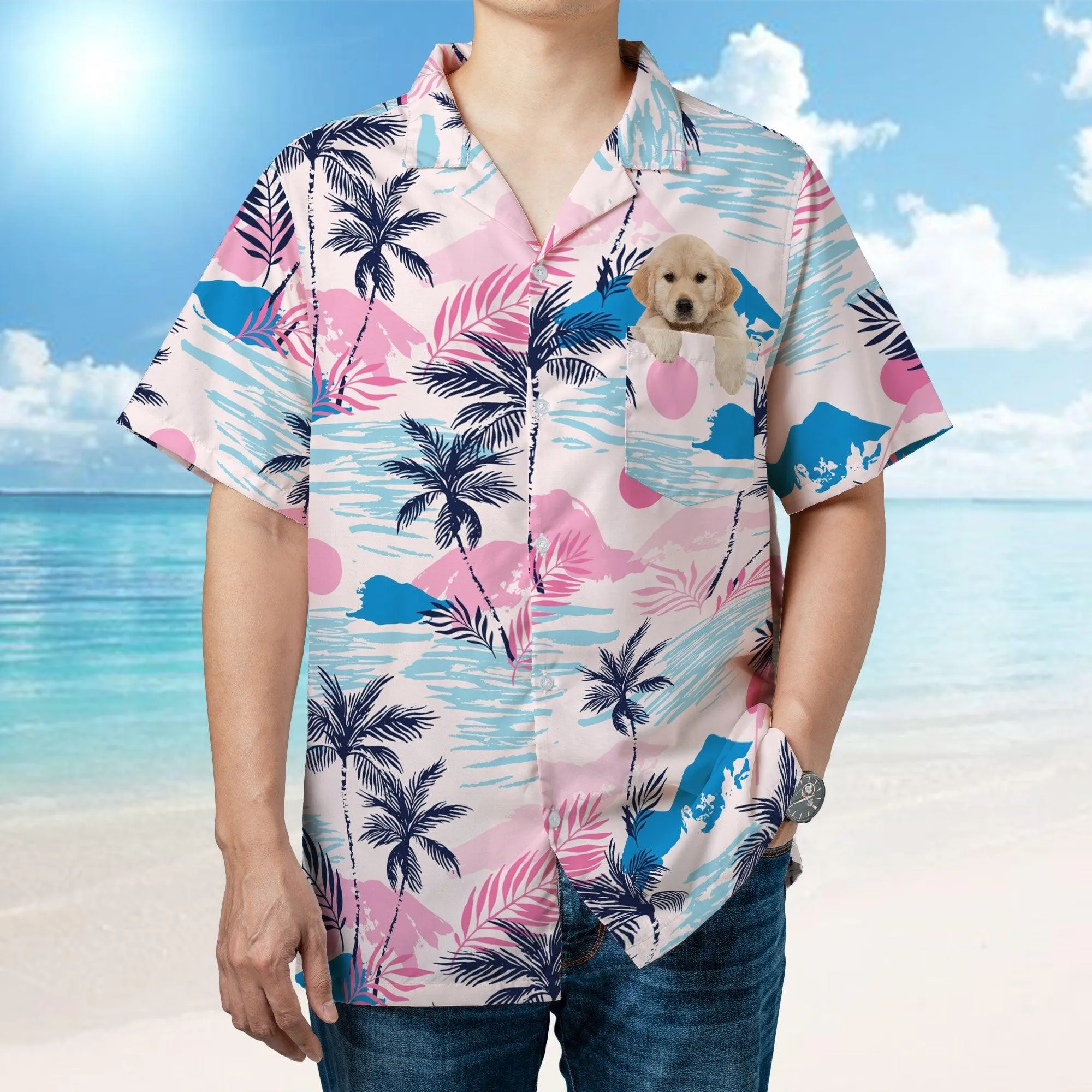 Customized Photo Pocket Hawaiian Shirt for Man Woman - Personalized Hawaiian Shirt with Face - Custom Father's Day Gift for Dad