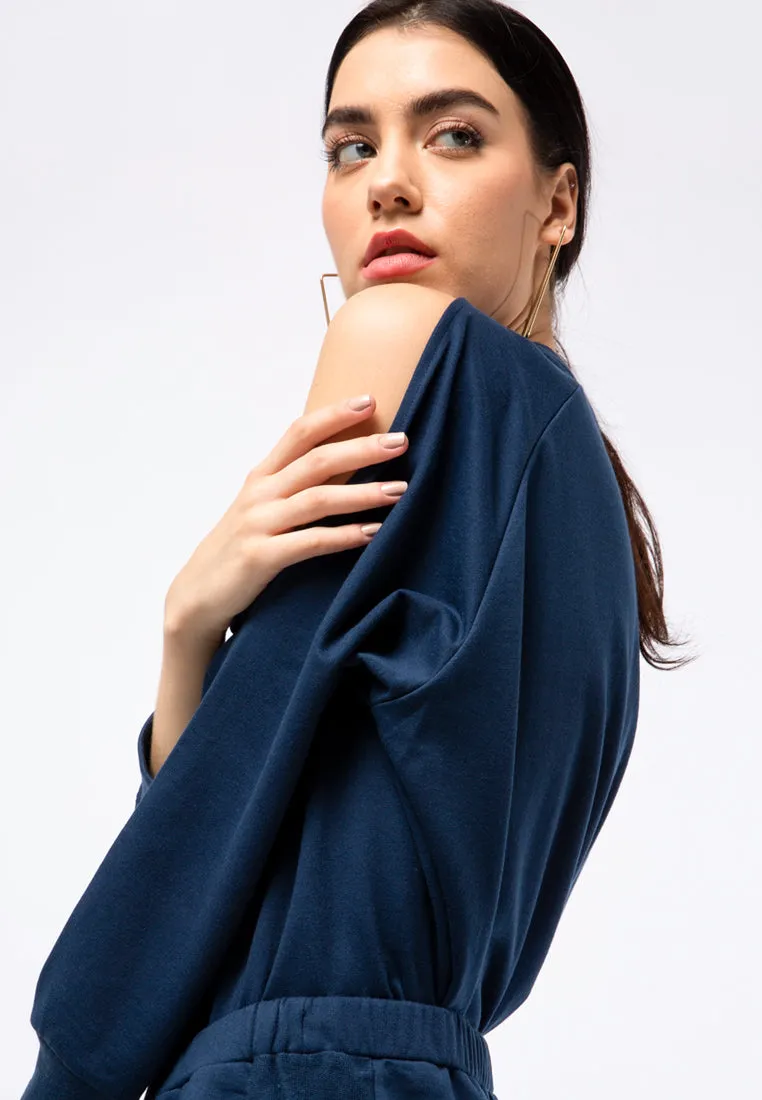 Cut-out Shoulder Crop Sweatshirt