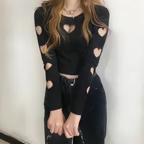 Cute Heart Cuts Crop Top