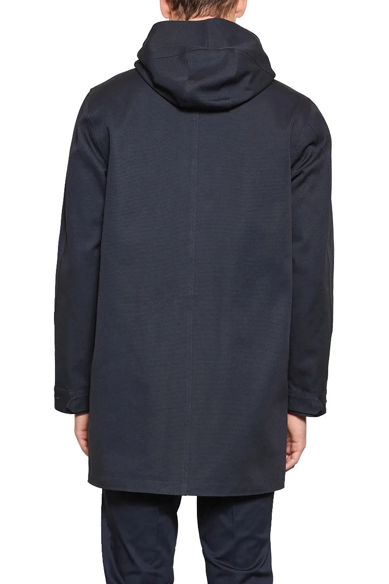 Darius Canvas Hooded Coat in Navy