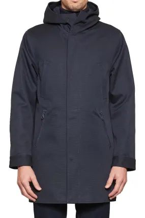 Darius Canvas Hooded Coat in Navy