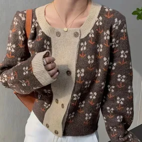 DOROTHY - Blomsterstrikket Cardigan til Kvinder