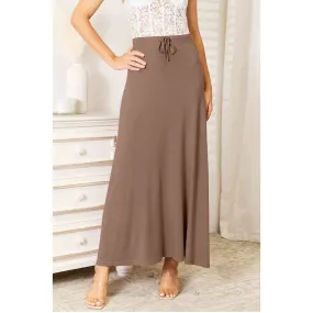 Drawstring Waist Maxi Skirt