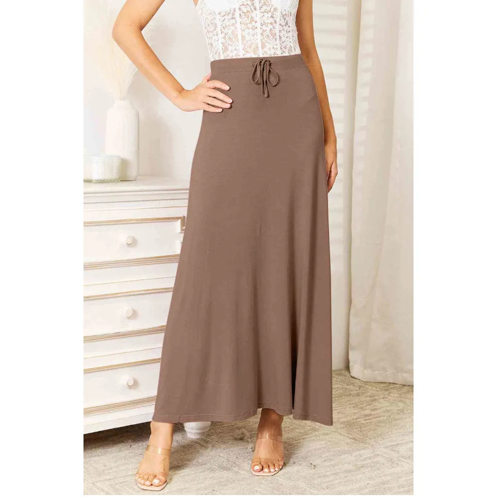 Drawstring Waist Maxi Skirt