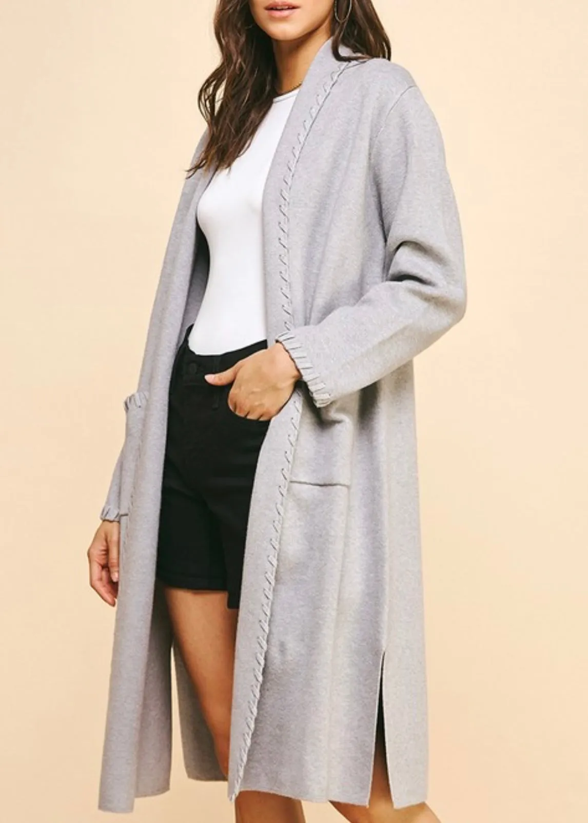 Edge Detail Open Knit Cardigan