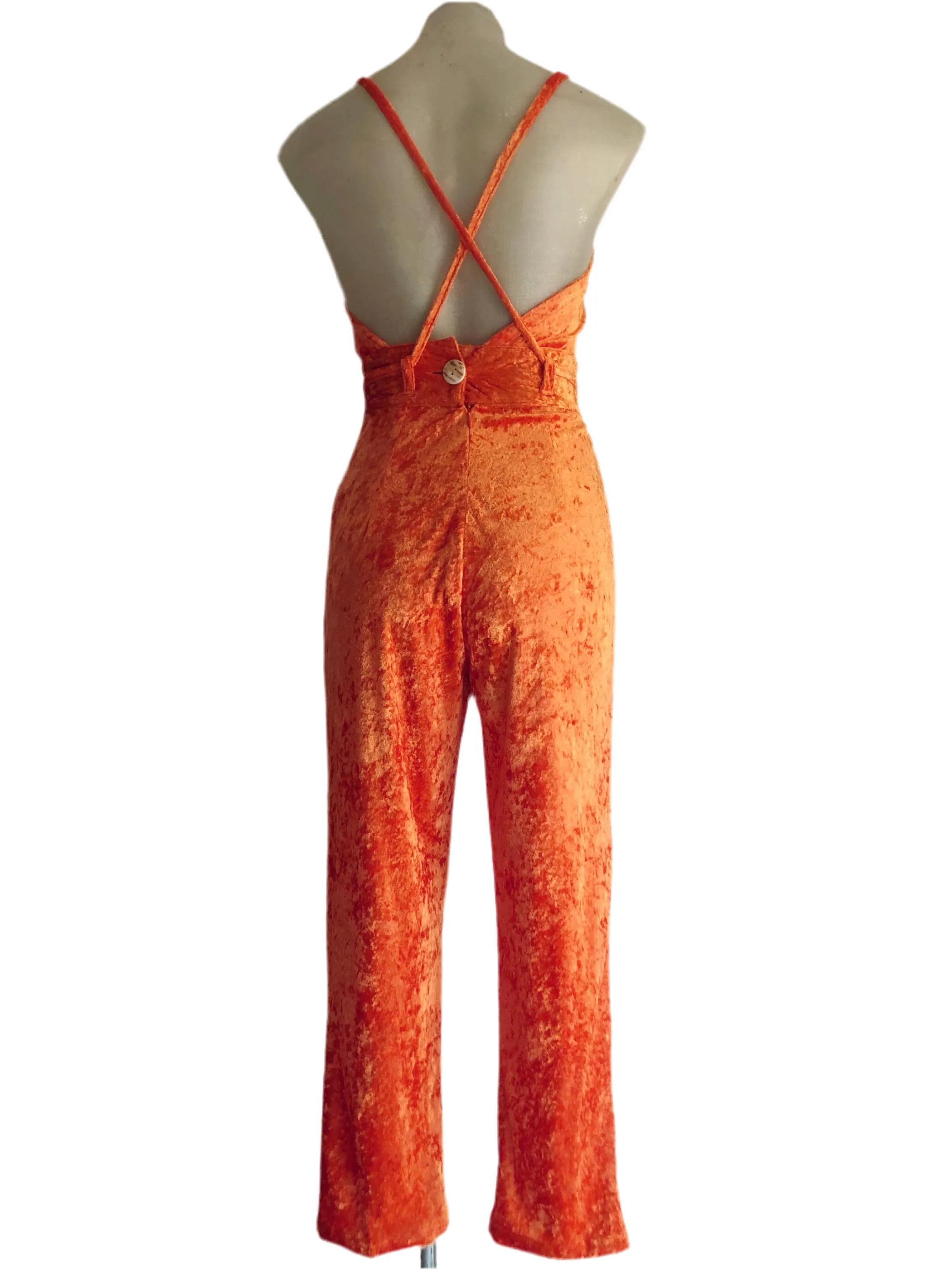 Exclusive to Liberty’s Heart - Cross-back straps velvet jumpsuit
