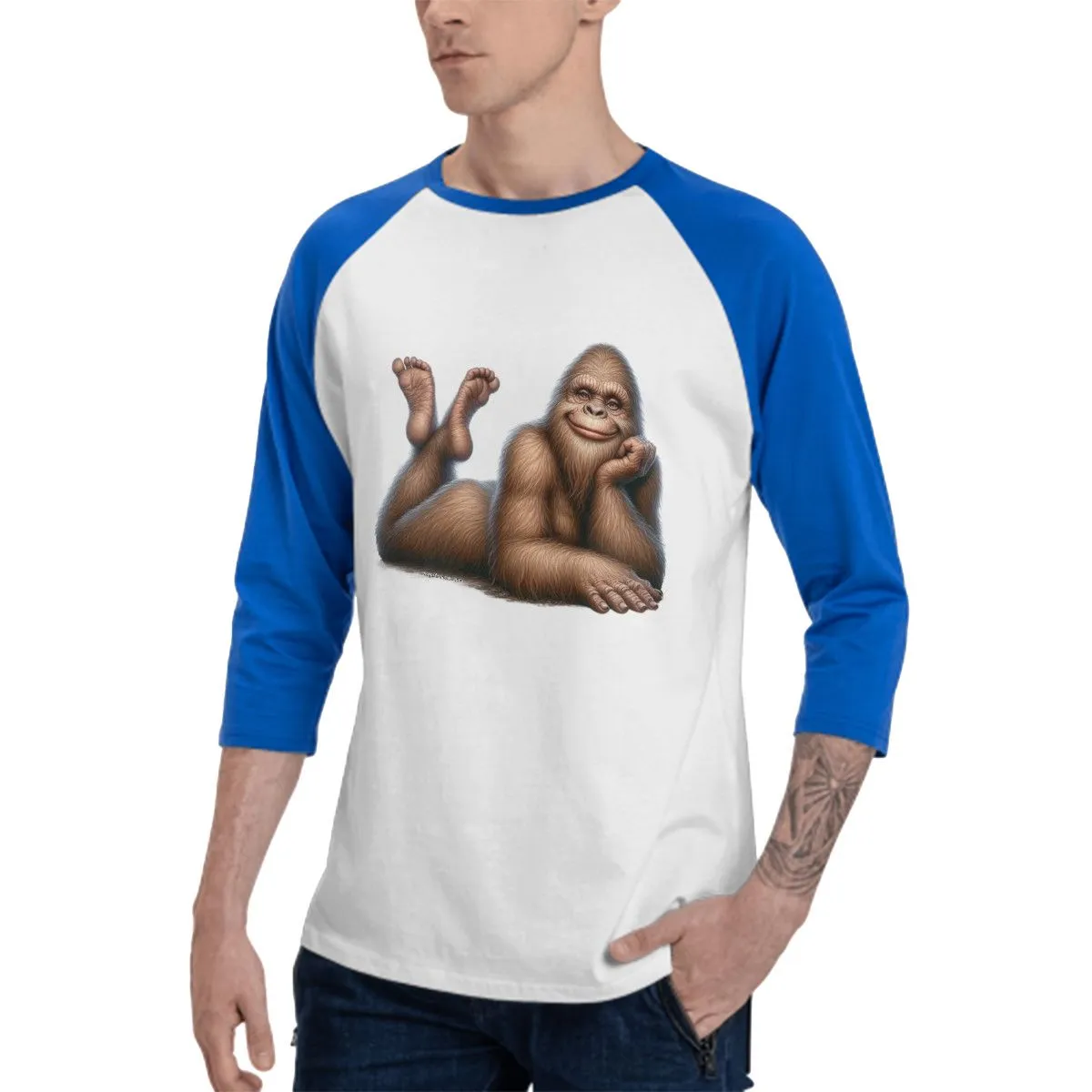 Female Bigfoot, Sasquatch 3/4 Sleeve Baseball Shirt