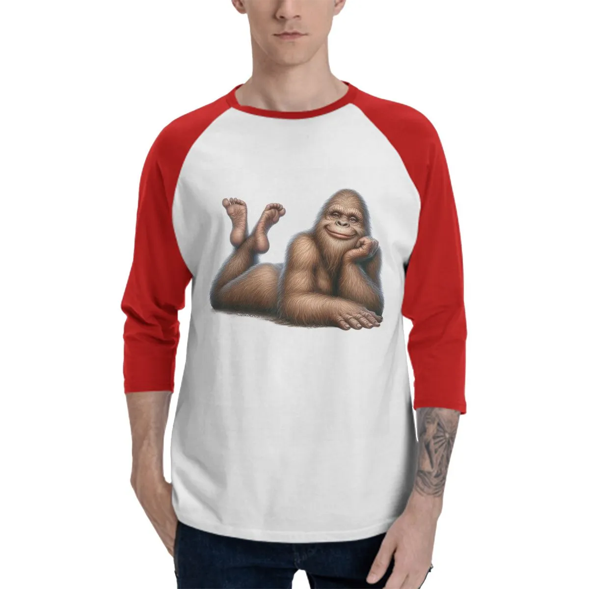 Female Bigfoot, Sasquatch 3/4 Sleeve Baseball Shirt