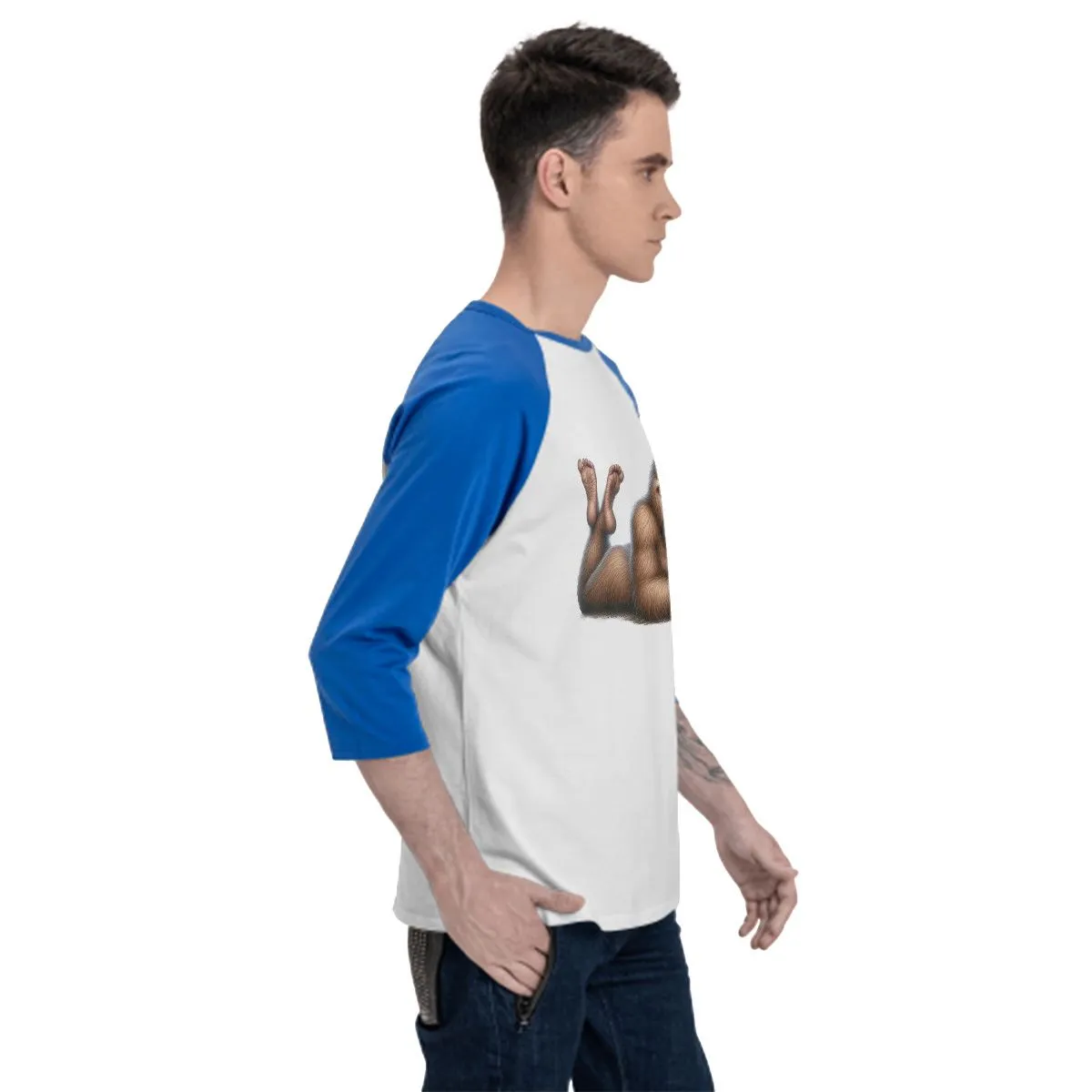 Female Bigfoot, Sasquatch 3/4 Sleeve Baseball Shirt