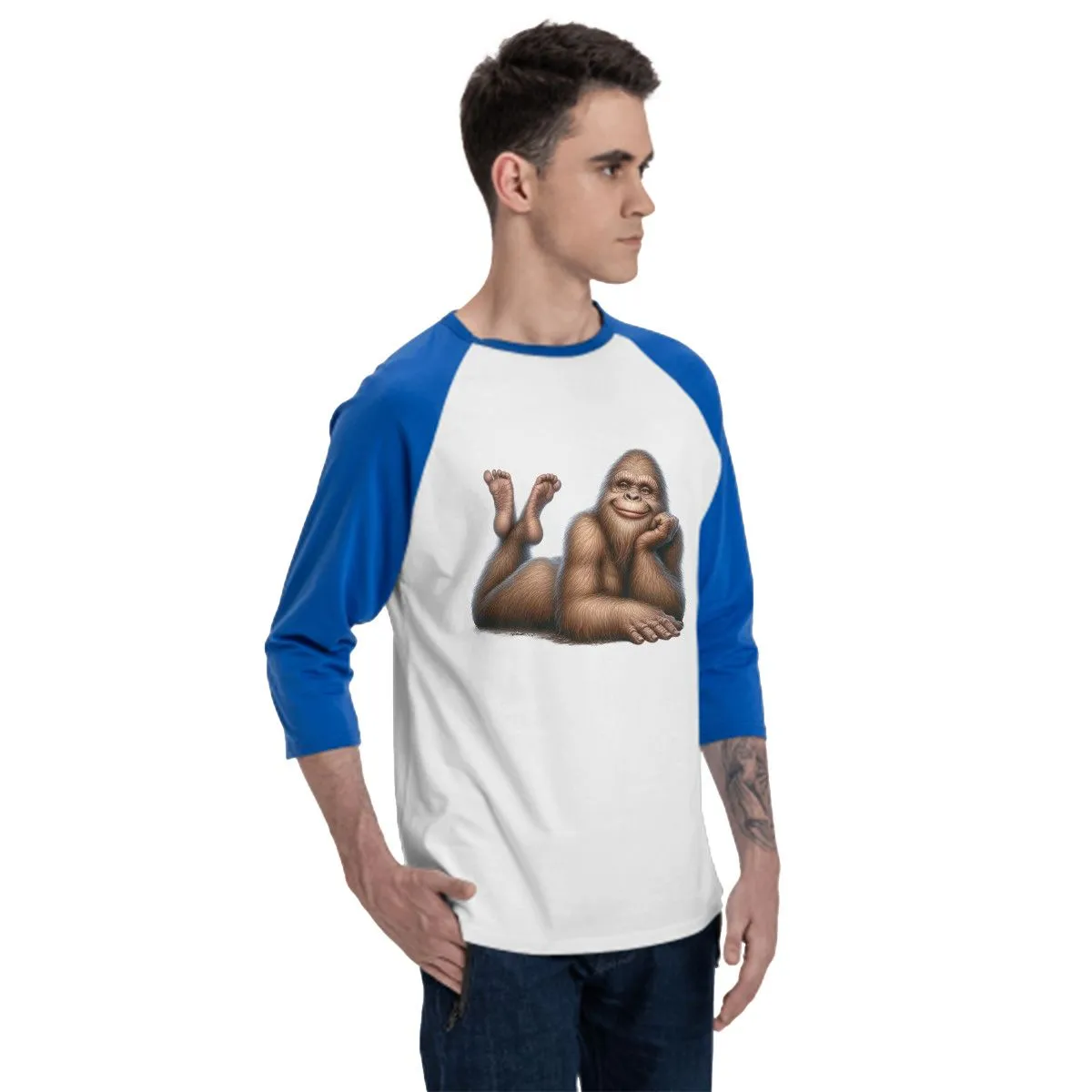 Female Bigfoot, Sasquatch 3/4 Sleeve Baseball Shirt