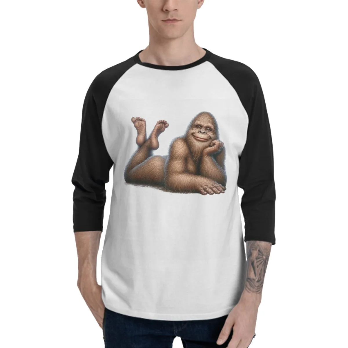 Female Bigfoot, Sasquatch 3/4 Sleeve Baseball Shirt